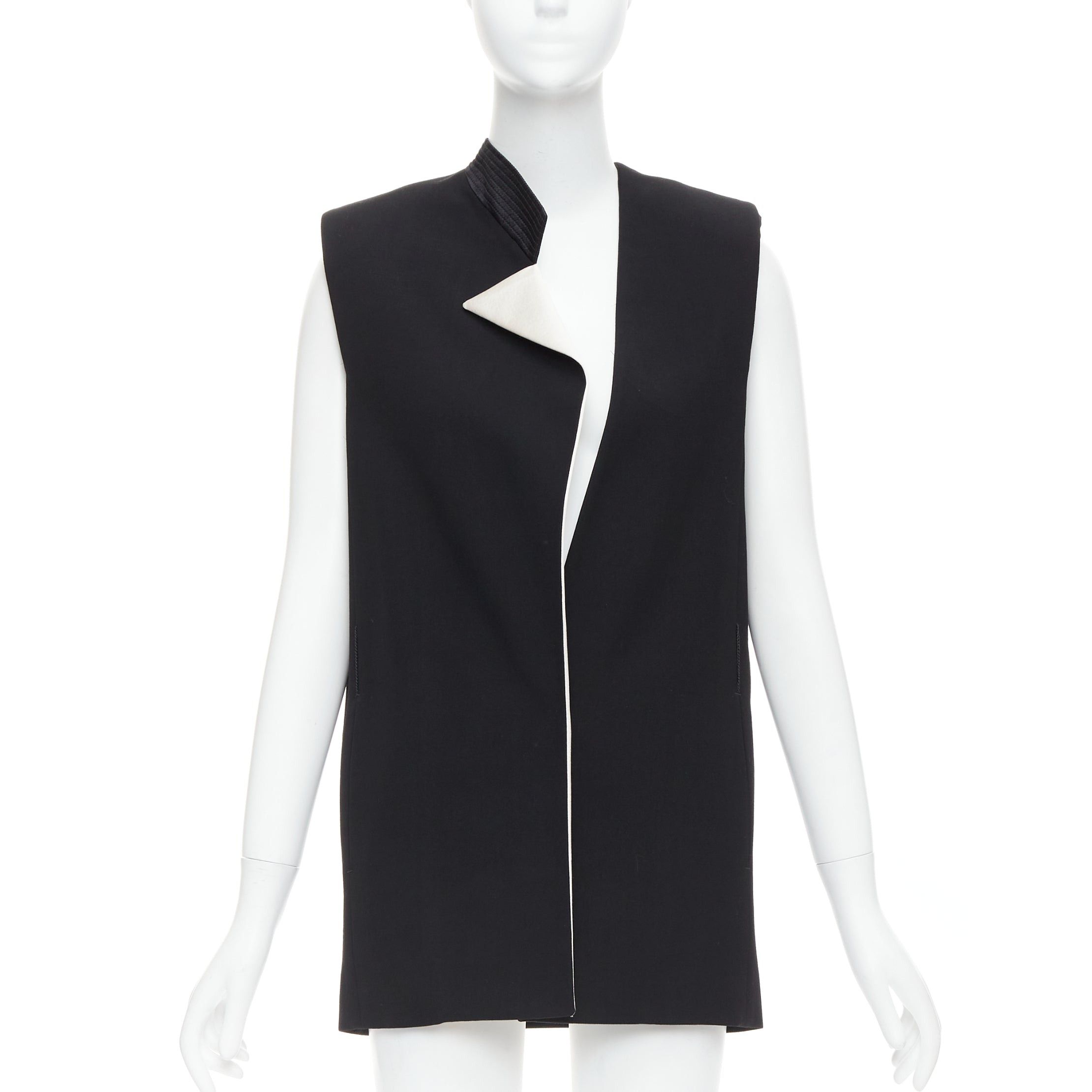 Lanvin LANVIN 2013 black cream wool silk trimmed padded boxy vest FR36 S Size S / US 4 / IT 40 - 1 Thumbnail