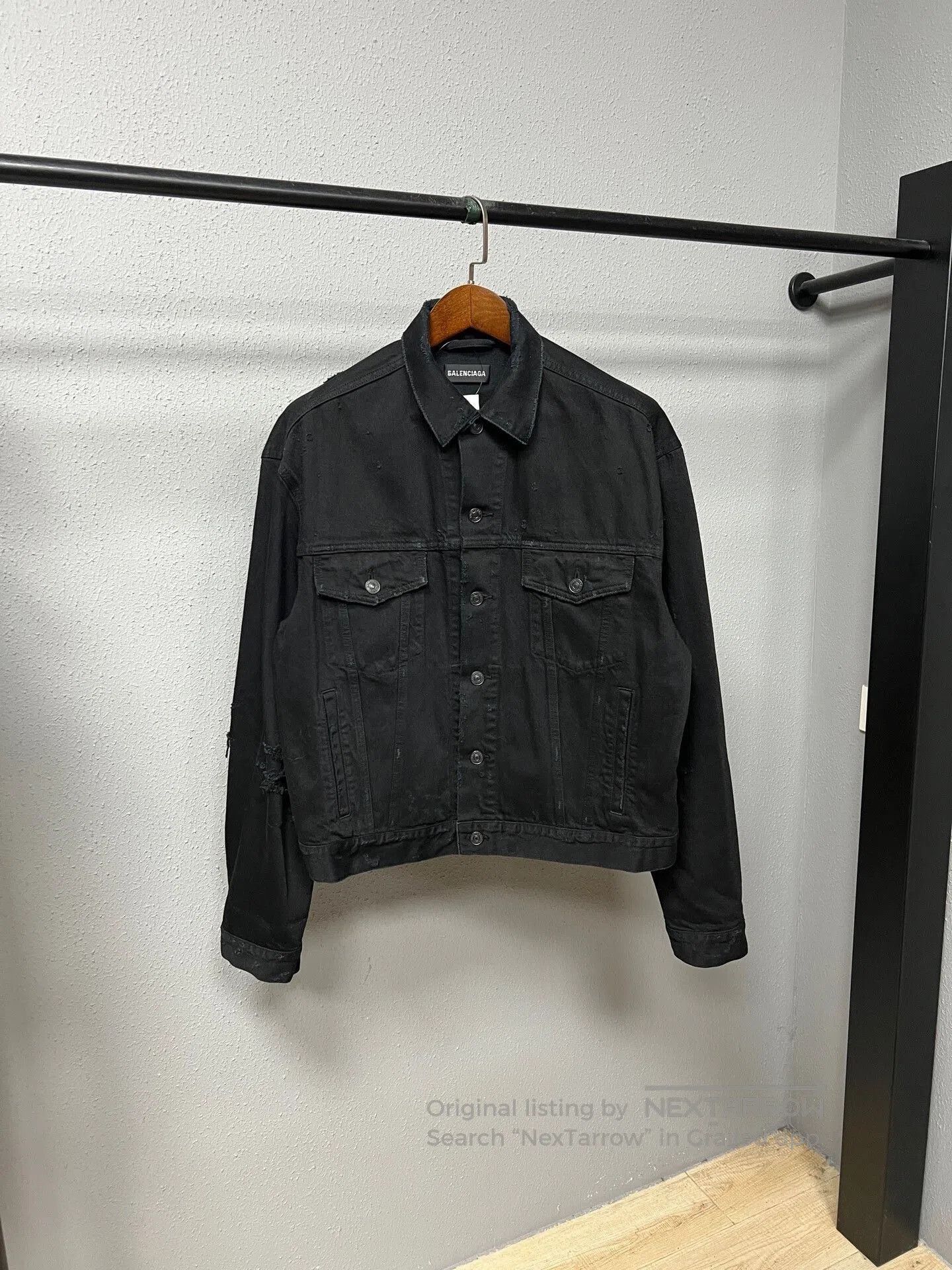 Balenciaga balenciaga black distressed denim jacket. Size US L / EU 52-54 / 3 - 1 Thumbnail