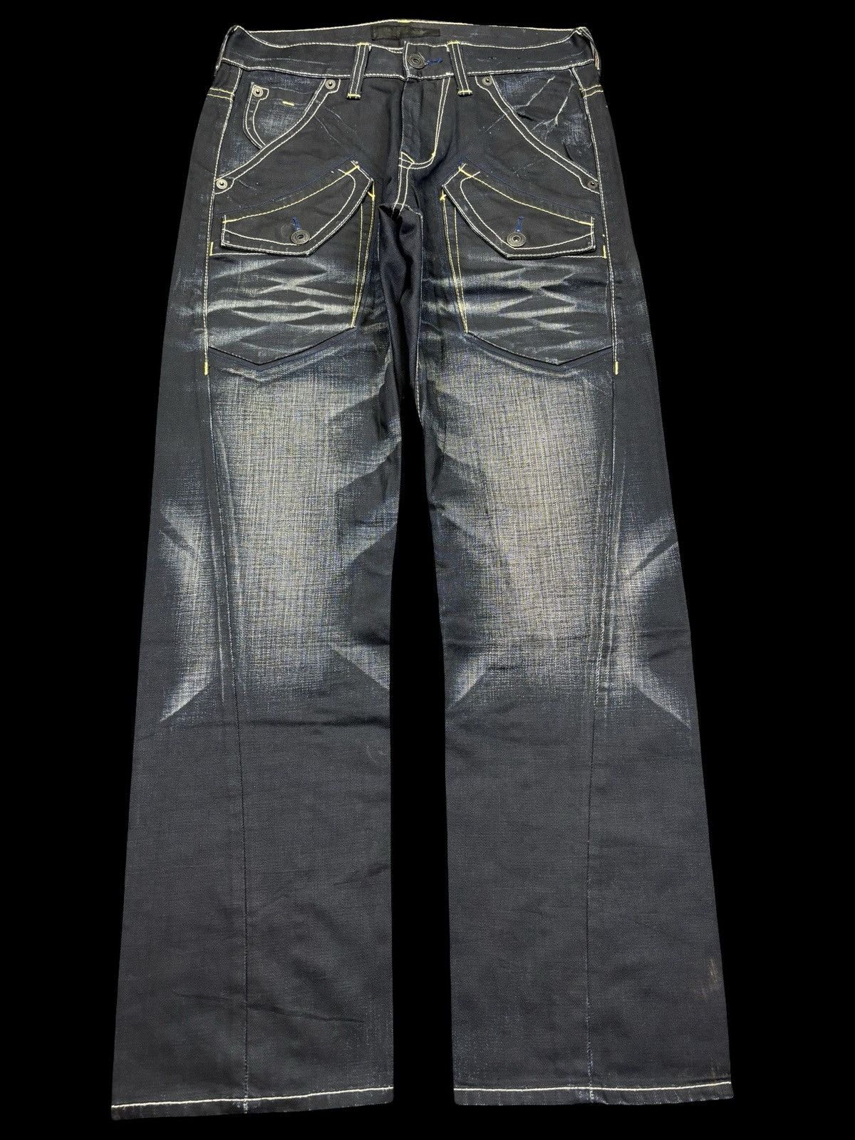 Japanese Brand 💥Sick Back Number Multipockets Indigo Stone Wash Denim F718 Size US 32 / EU 48 - 1 Thumbnail