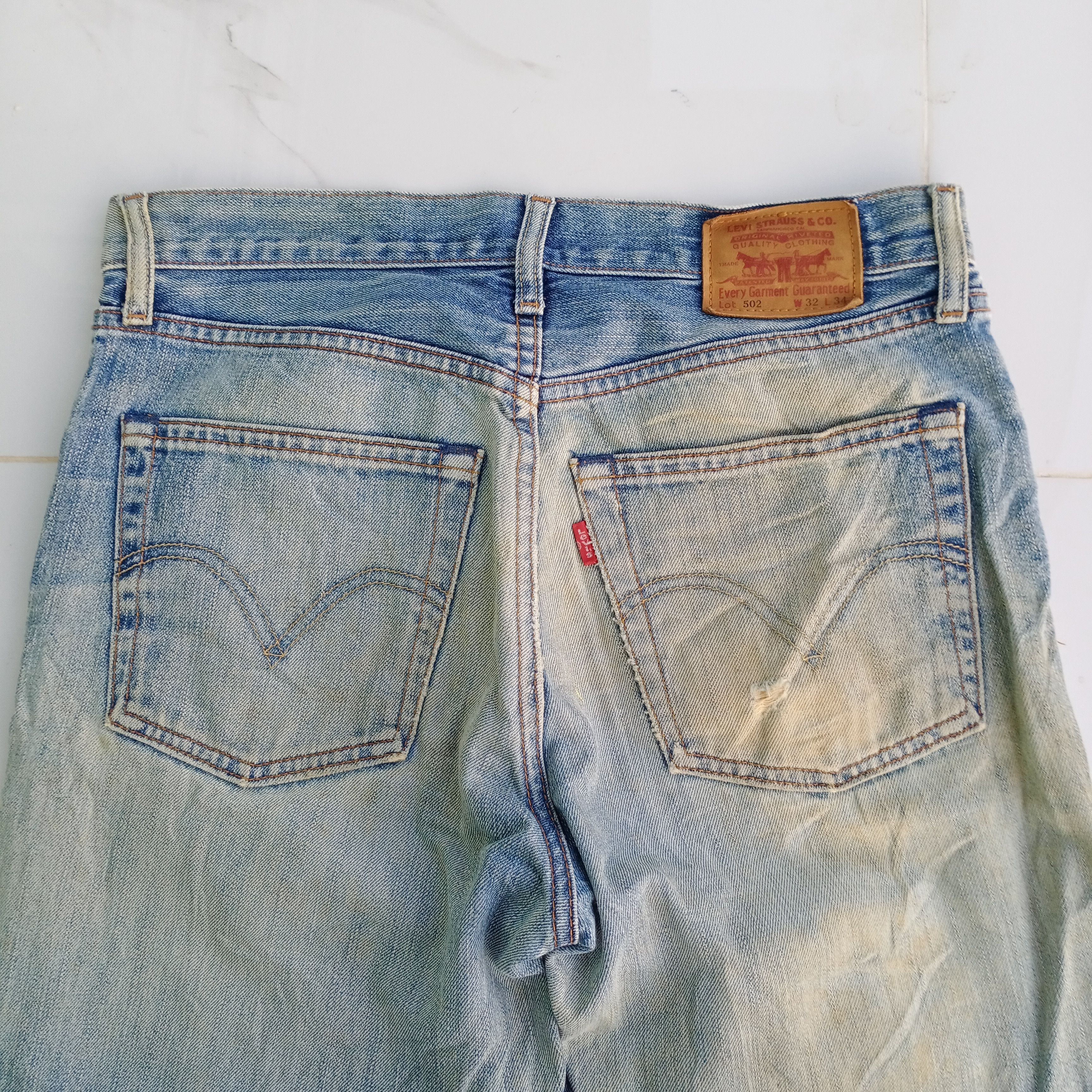 Levi's Vintage Levis 502 Not Capital E Selvedge Distressed Denim Size US 31 - 8 Thumbnail