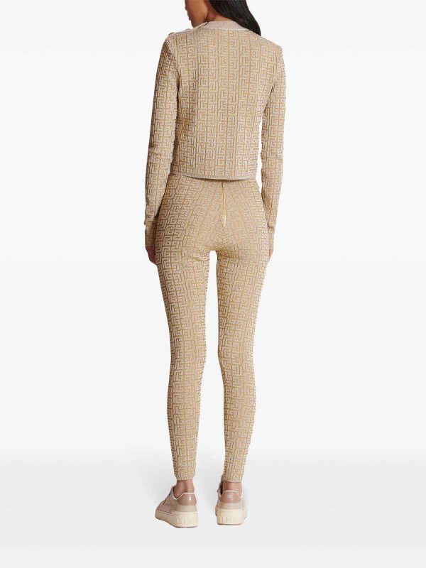 Balmain o1s1wg111225 Leggings in Beige Size 26" / US 2 / IT 38 - 4 Thumbnail