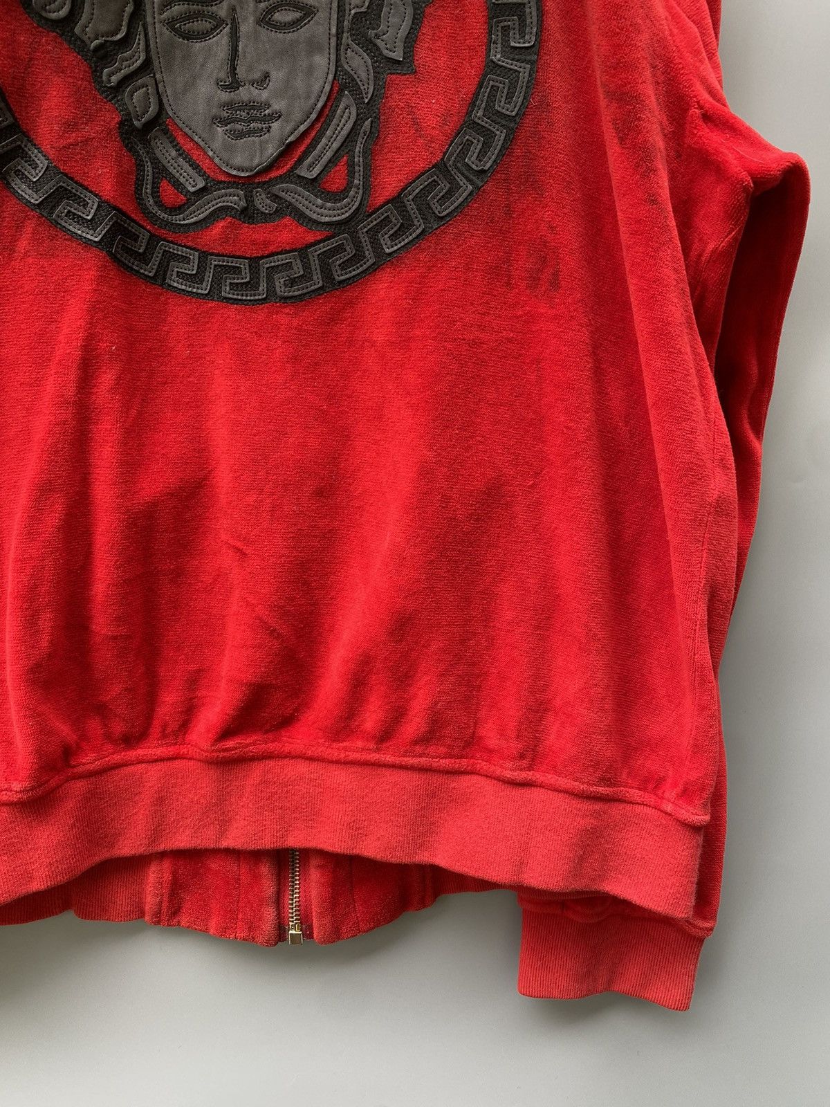 Versace Versace Velour Track Jacket with Leather Patch Medusa Size US M / EU 48-50 / 2 - 5 Thumbnail