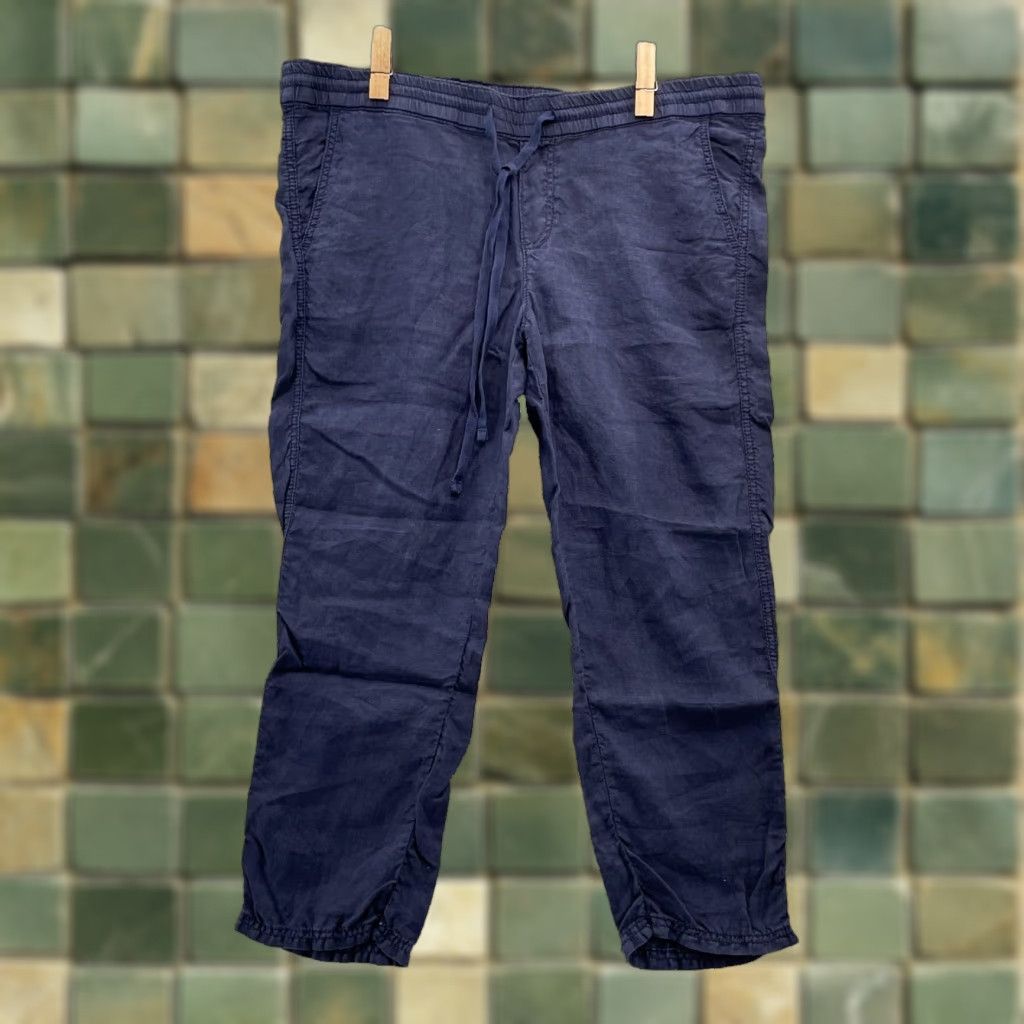 Vintage Caslon Linen Pants Women's M Petite Navy Coastal Boho Chic Academia Classic Shirt Pants Size 32" / US 10 / IT 46 - 1 Thumbnail