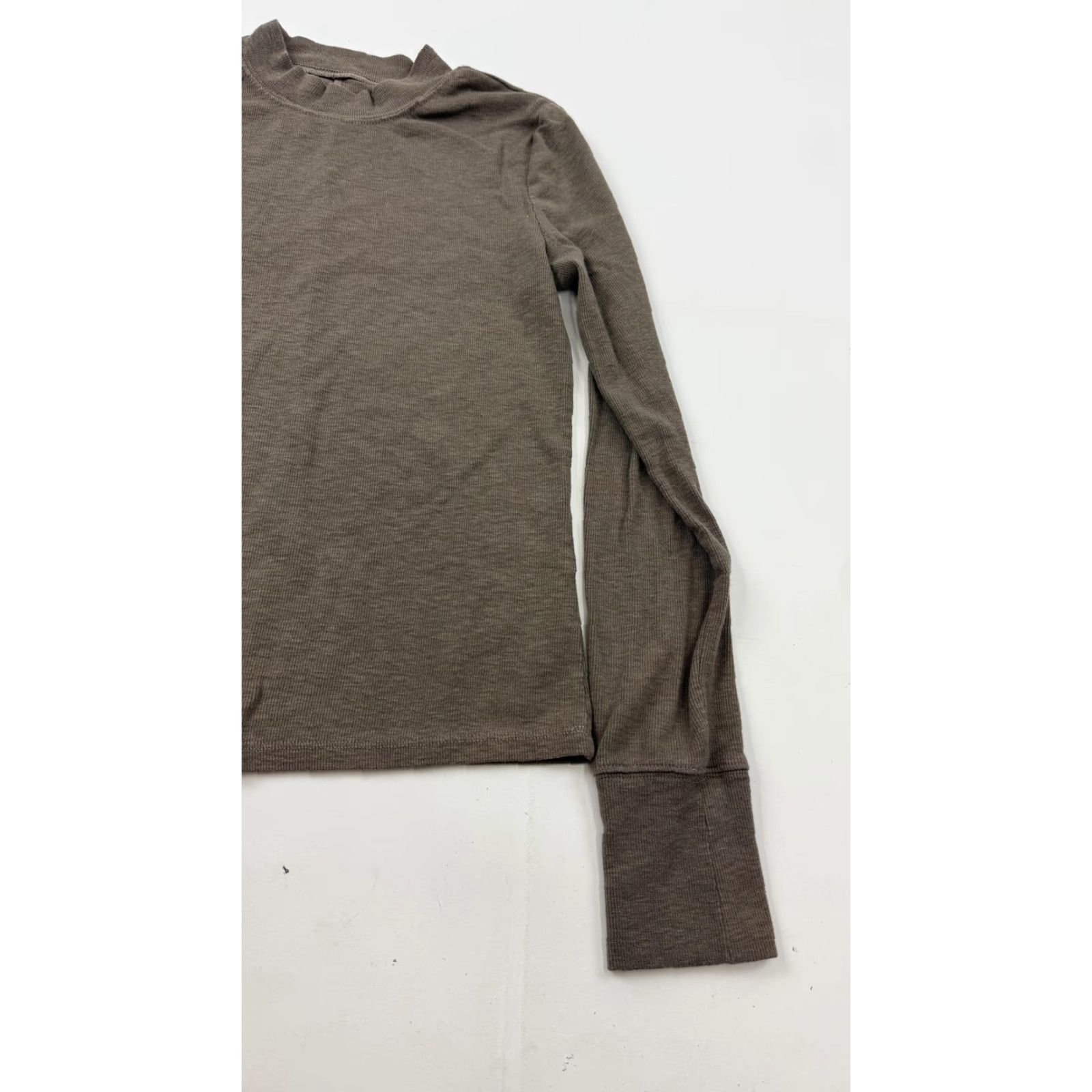 Gap Gap Shirt Womens Small Brown Ribbed Long Sleeve Mock Neck Basic Tee Top Size S / US 4 / IT 40 - 2 Thumbnail
