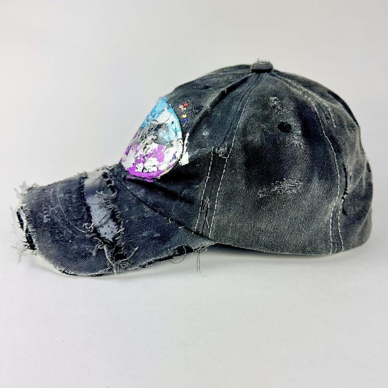 Other ASTROBOI* 'Technicolor' Y2K Black Distressed Rhinestone Hat Size ONE SIZE - 4 Thumbnail