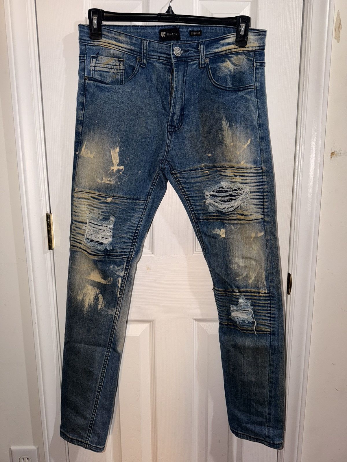 Waimea Distressed biker-style denim with paint splatter 32x32 Size US 32 / EU 48 - 1 Thumbnail
