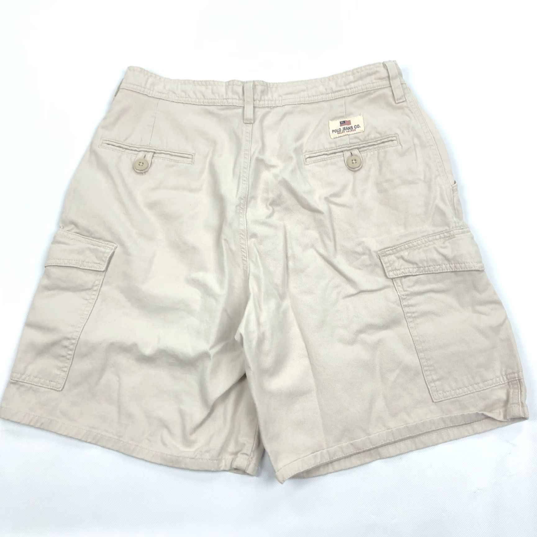 Vintage Polo Jeans Co. Ralph Lauren Men's Khaki Cotton Cargo Shorts Size 34 Regular Fit Size US S / EU 44-46 / 1 - 4 Thumbnail