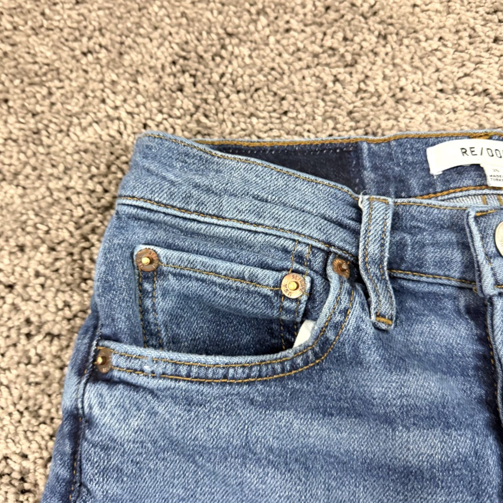 RE/DONE RE/DONE Jeans Women 25 Skinny Ankle Crop High Rise Distressed Denim Blue 24x27 Stretch Regular 90s? Size 42" / US 20 - 3 Thumbnail