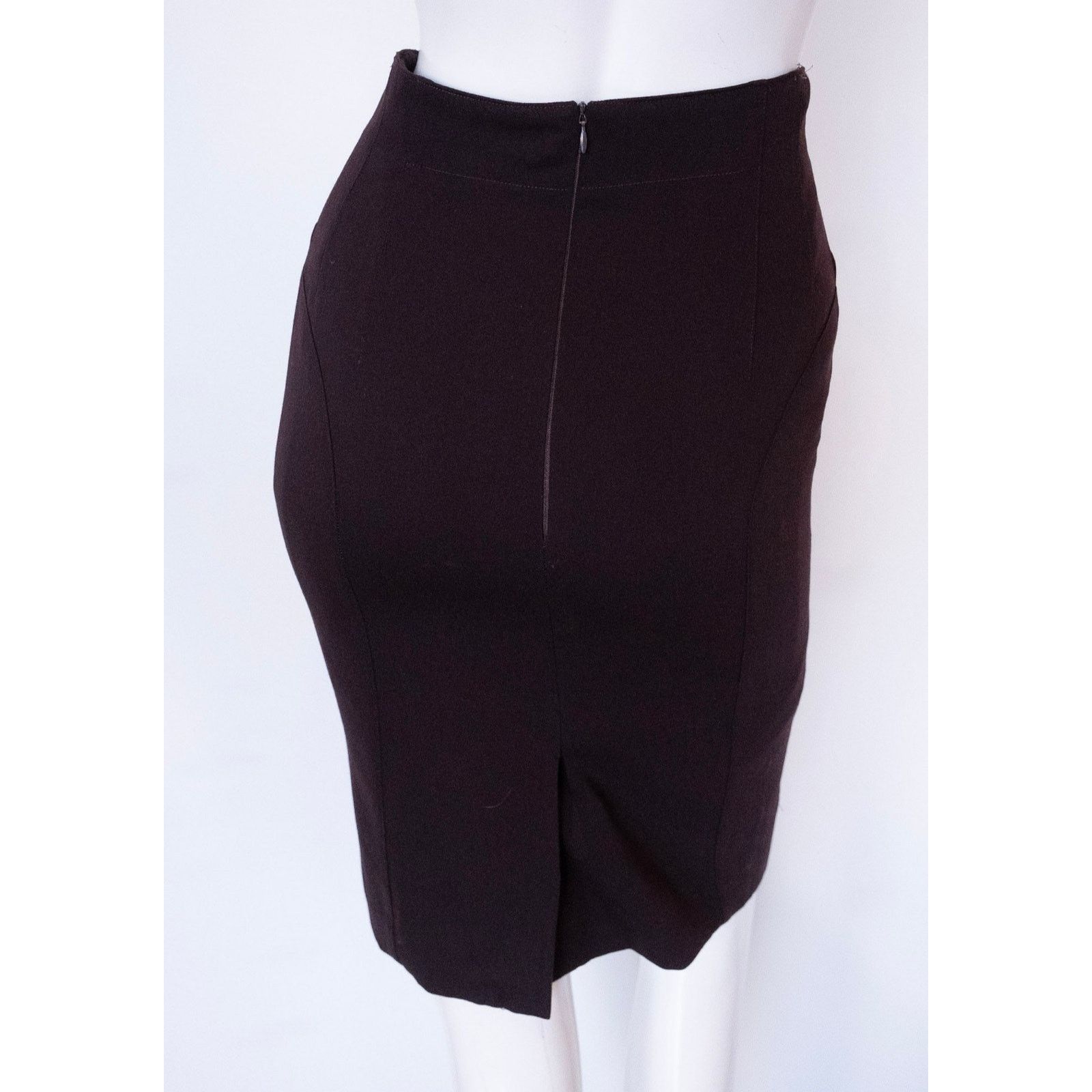 Escada ESCADA by MARGARETHA LEY 100% Wool Eggplant Pencil Skirt Size 42" / US 20 - 2 Thumbnail