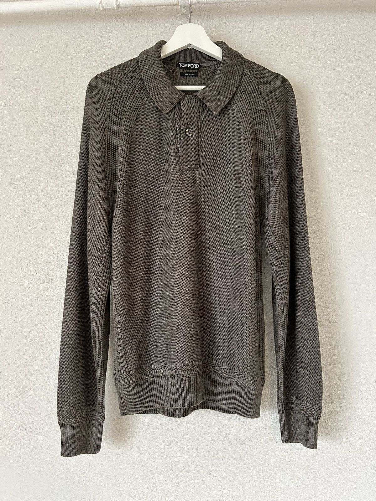 Pre-owned Tom Ford Silk Knit Polo Sweater In Brown