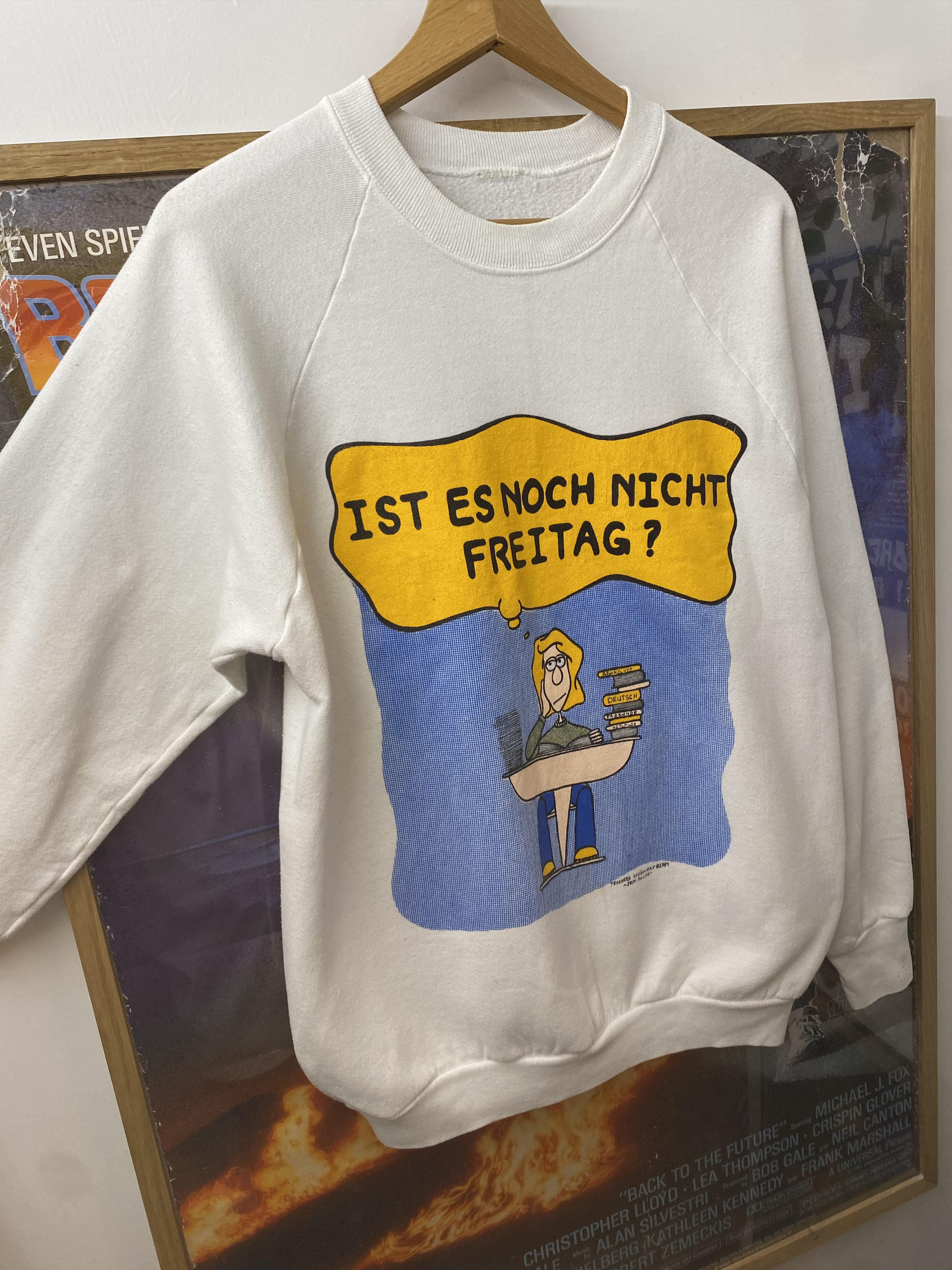 Vintage 1989 Jeff Polak Teachers Discovery German Cartoon Jumper Size US L / EU 52-54 / 3 - 4 Thumbnail