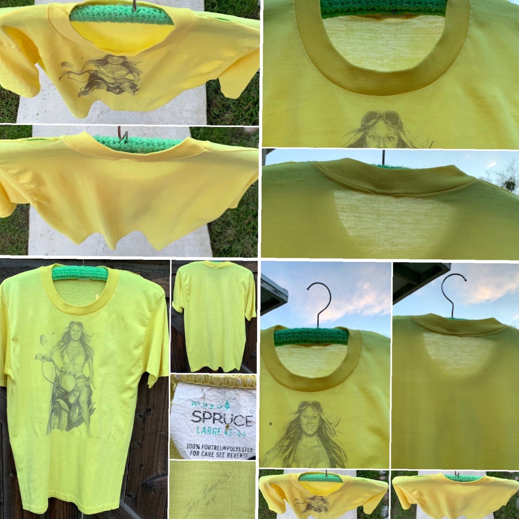 Vintage VINTAGE Mayo Spruce T-Shirt Men L Yellow 70s 80s Biker Motorcycle John Banuelos #5 Size US L / EU 52-54 / 3 - 6 Thumbnail