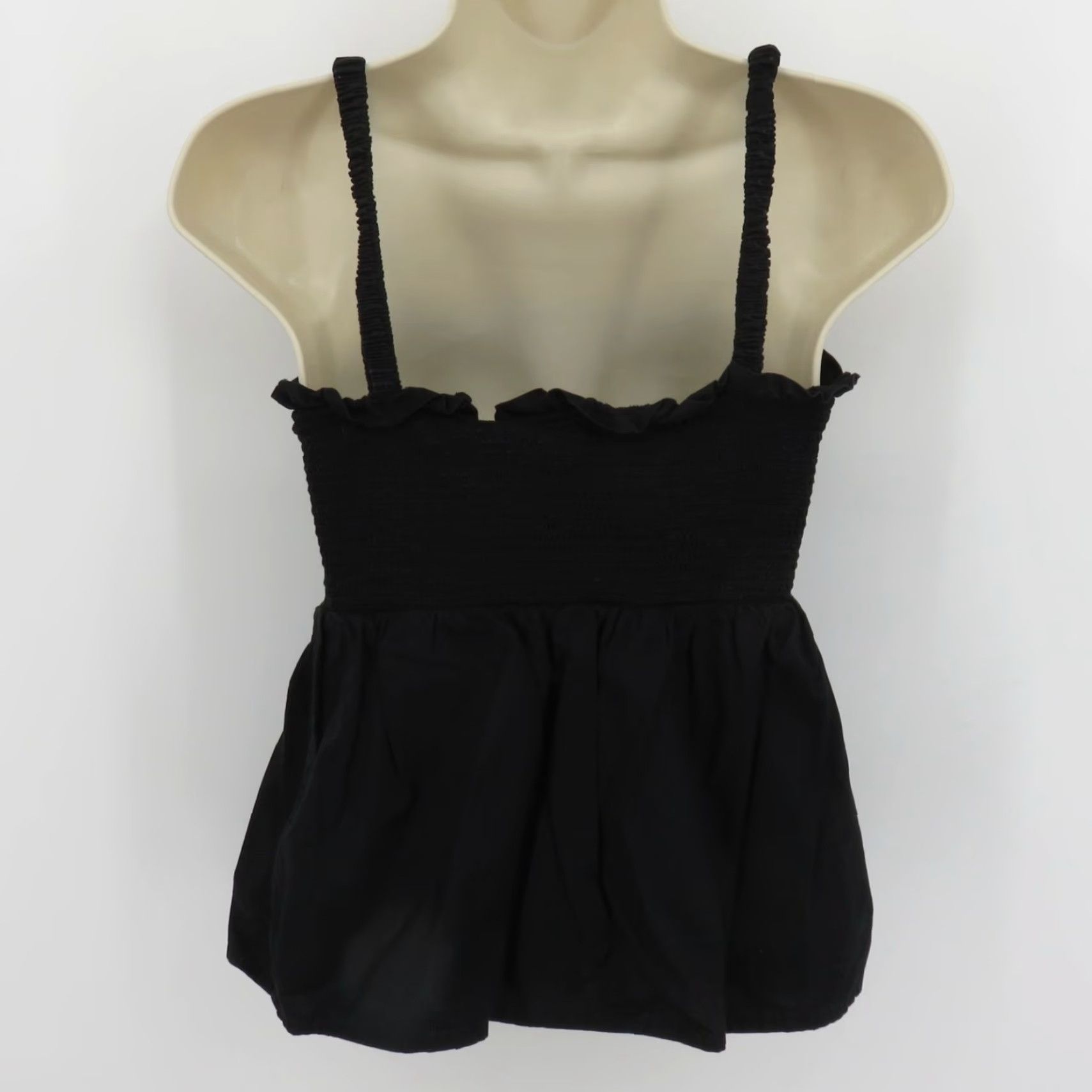 Old Navy VINTAGE Old Navy Women Small Black Puckered Ruched Spaghetti Strap Tank Top Shirt Blouse Size S / US 4 / IT 40 - 4 Thumbnail