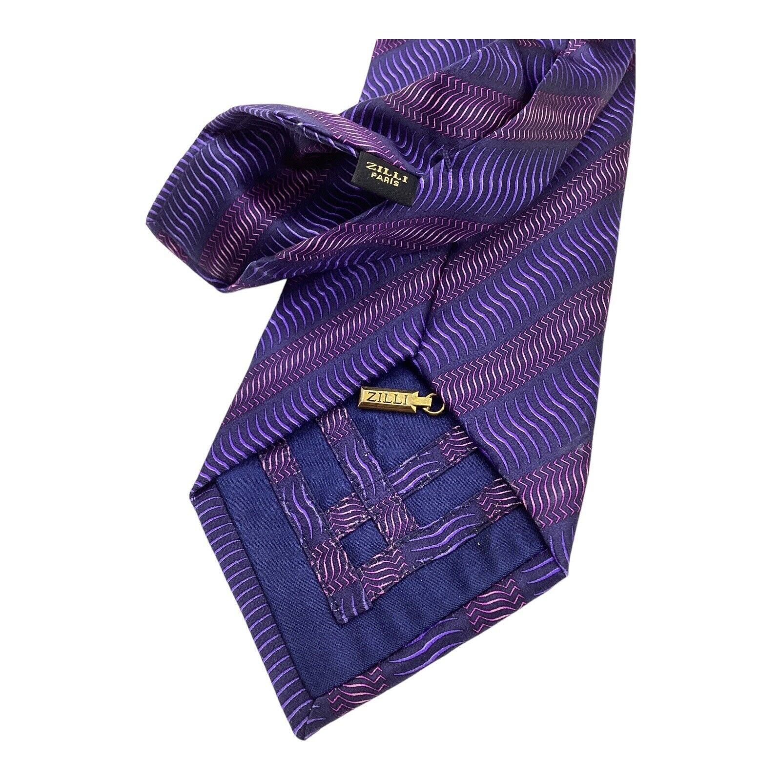 Zilli ZILLI Purple Striped Luxury Silk Tie Hand Made In Italy W: 3 Size ONE SIZE - 5 Thumbnail