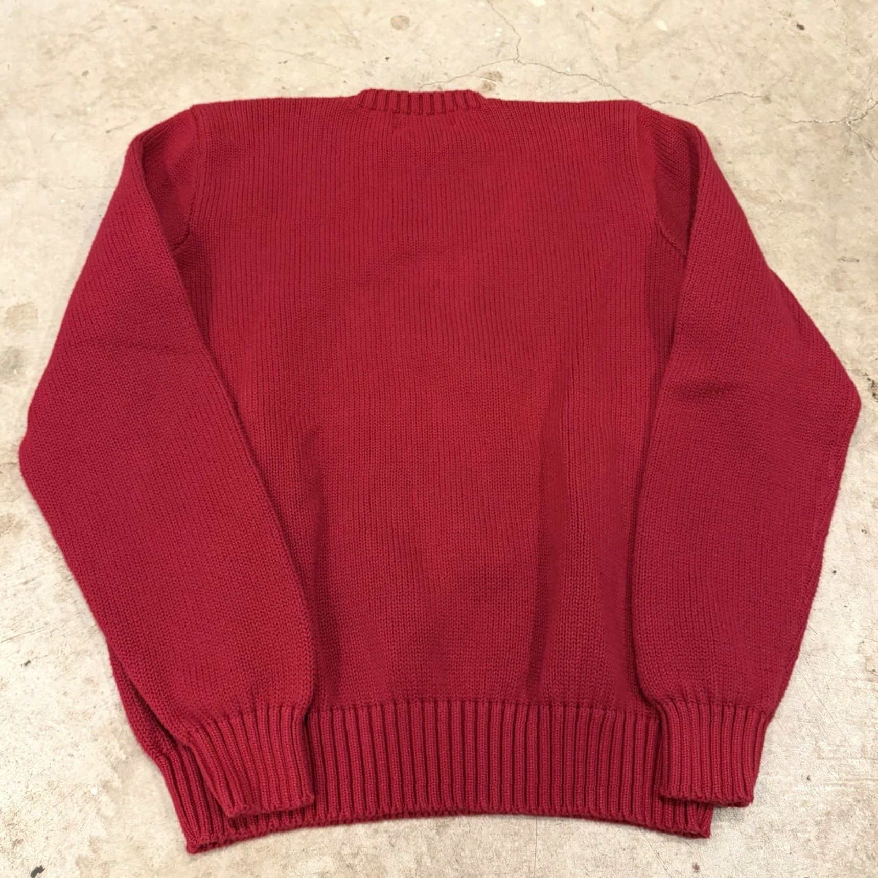 Polo Ralph Lauren VINTAGE Polo Ralph Lauren Sweater Mens 90s Red Knit Size M Pullover Crew Neck Cotton Knit Regular Size US M / EU 48-50 / 2 - 2 Thumbnail