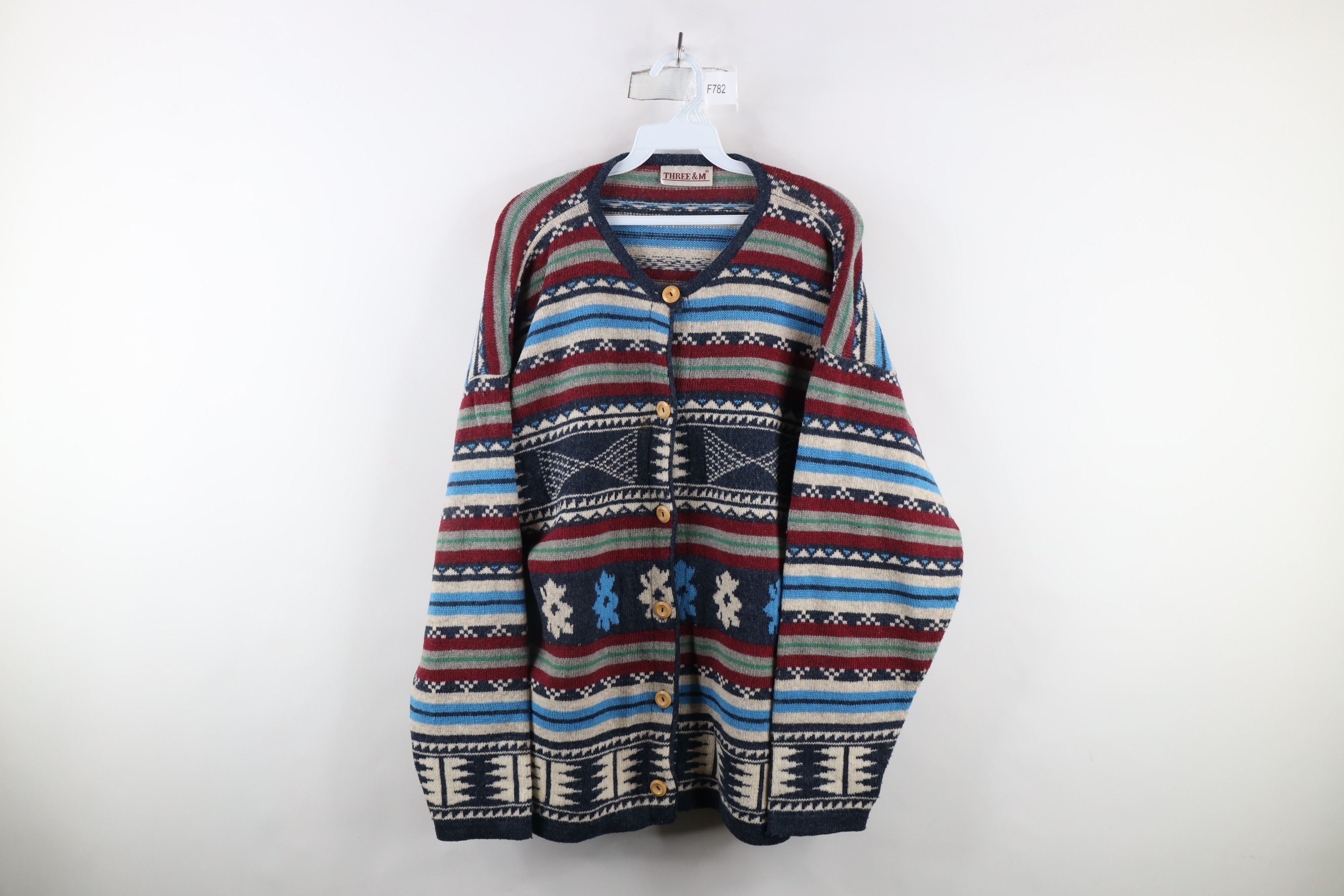 Vintage Vintage 90s Streetwear Wool Blend Knit Cardigan Sweater Size L / US 10 / IT 46 - 1 Thumbnail