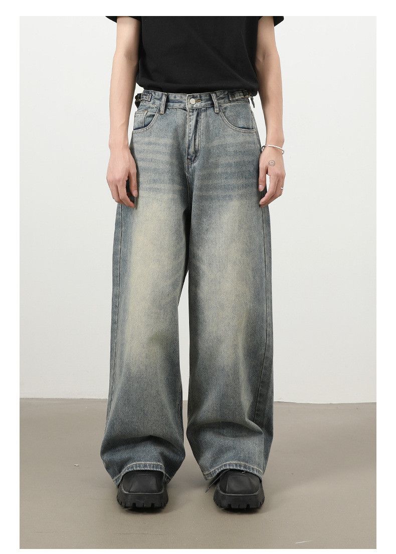Jean Men's vintage washed distressed loose straight casual jeans Size US 32 / EU 48 - 1 Thumbnail