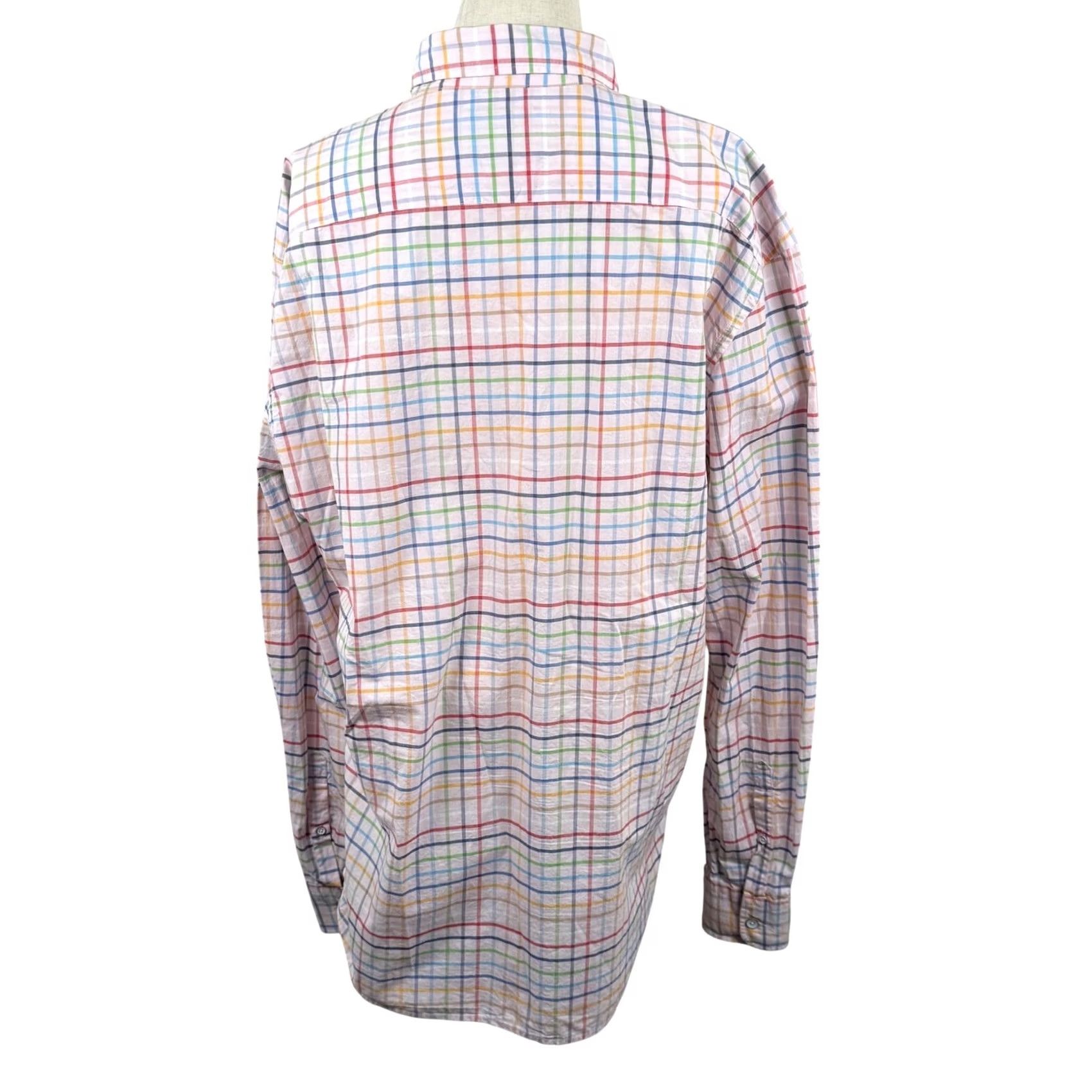 Rodd & Gunn Rodd & Gunn Sports Fit Shirt Rainbow Check Oxford 2XL Albini Italian Cotton Pink Multi Check Button-Up Casual Mens Size US XXL / EU 58 / 5 - 2 Thumbnail