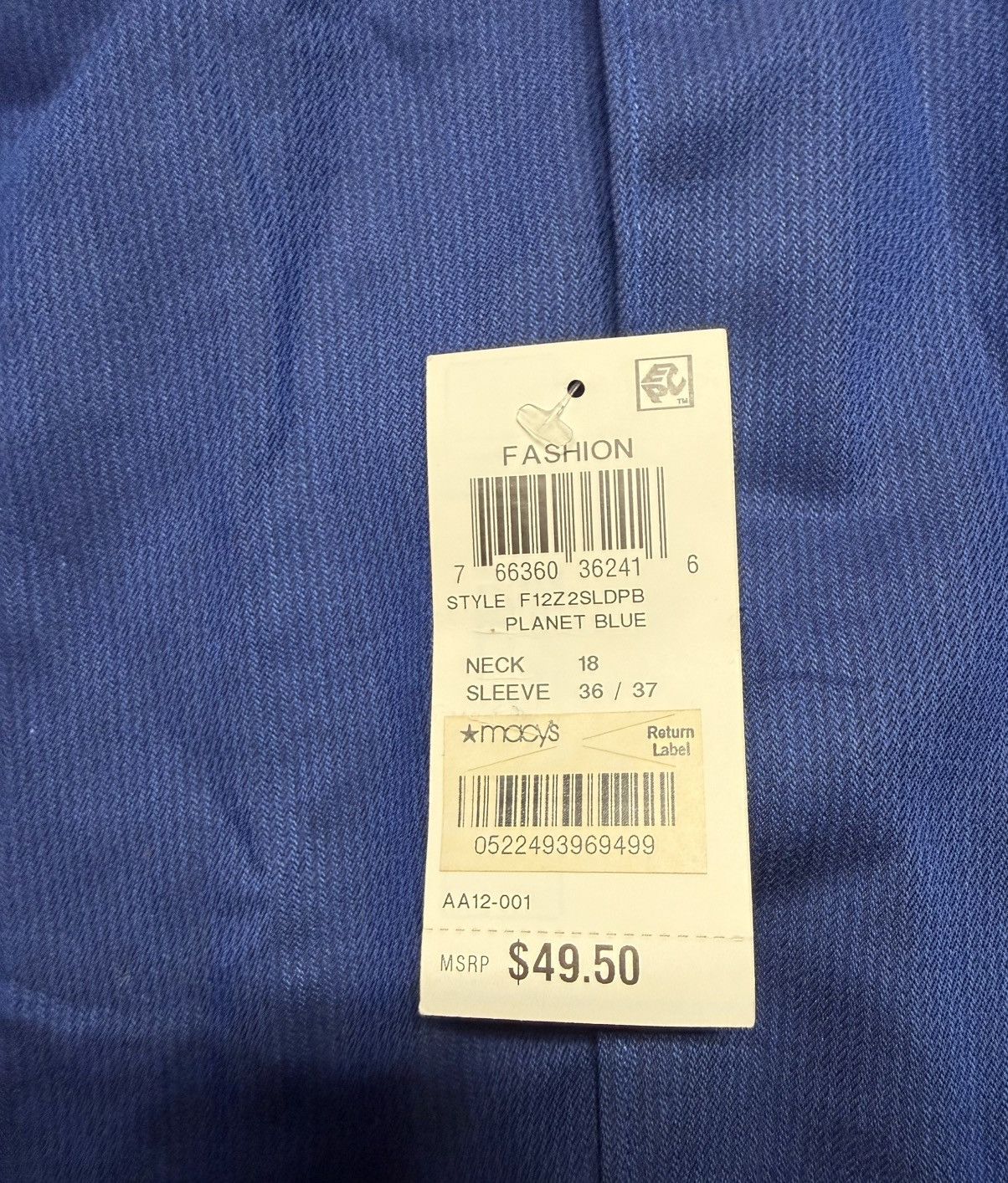 Alfani Alfani Men's Long Sleeve Blue Button-Up Shirt 18-36-37 Size US XXL / EU 58 / 5 - 5 Thumbnail