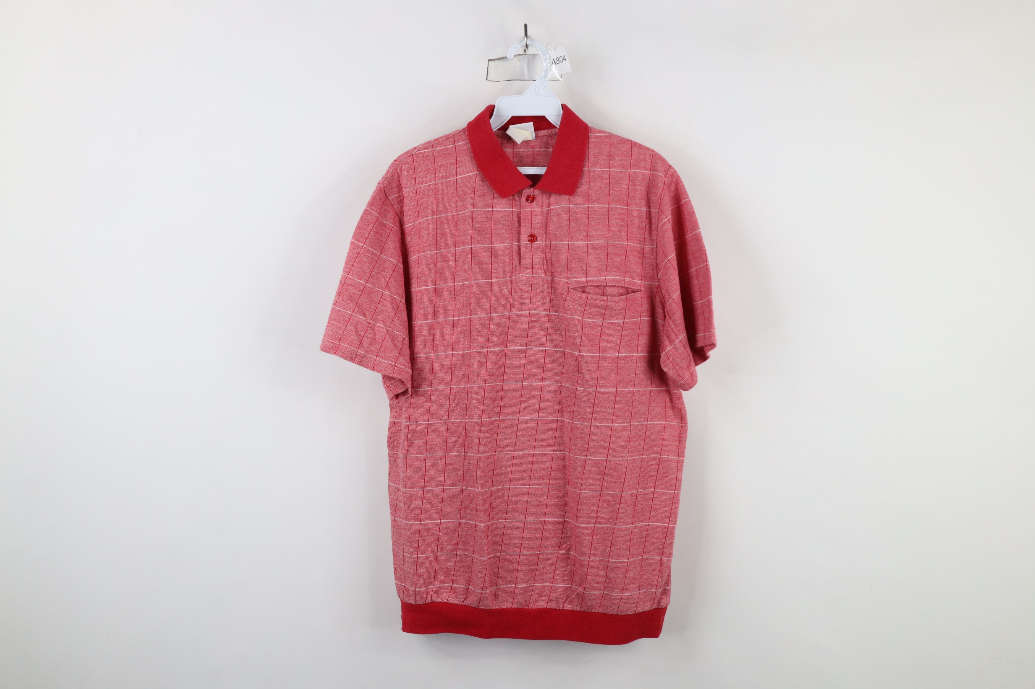 Vintage Vintage 90s Streetwear Knit Pullover Polo Shirt Red Plaid Size US L / EU 52-54 / 3 - 1 Thumbnail