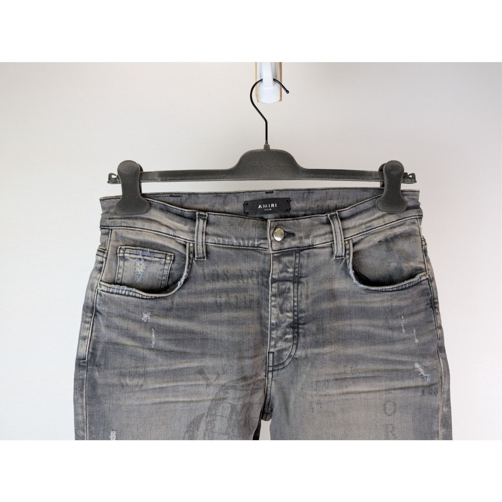 Amiri o1rshd1 Q:2 / Military Stencil Jean Denim Jeans in Grey 36 Size US 36 / EU 52 - 2 Thumbnail