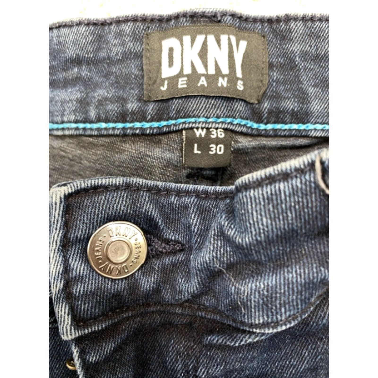 DKNY DKNY Jeans Men 36X30 Blue Denim Slim Fit Straight Leg Stretch 5348 Regular 5-Pocket Design Mens Clothing Jeans Size US 36 / EU 52 - 4 Thumbnail