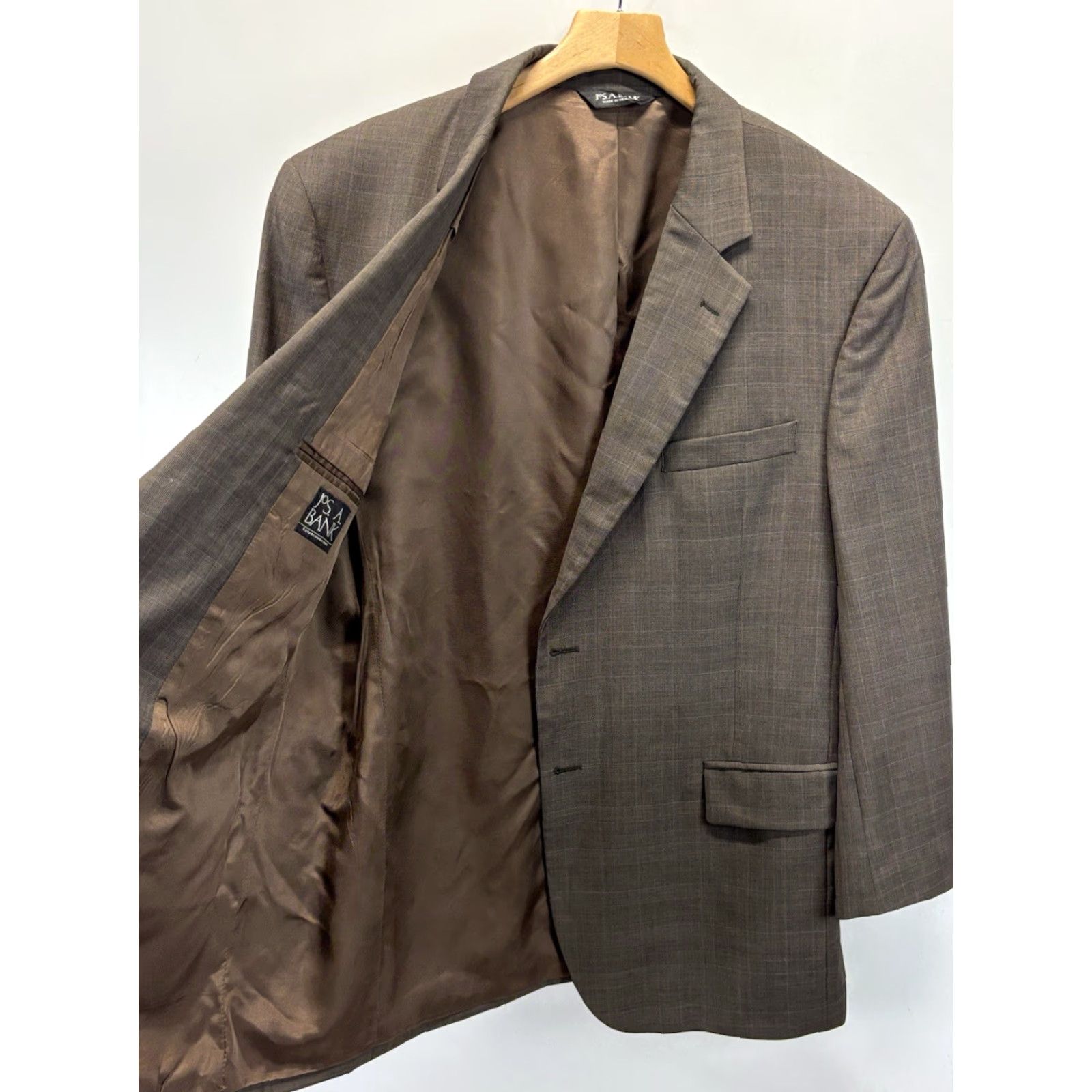 Jos. A. Bank VINTAGE Jos. A. Bank Sport Coat Men 44R Brown Glen Plaid 100% Wool Blazer Two-Button Jacket Size 44R - 5 Thumbnail
