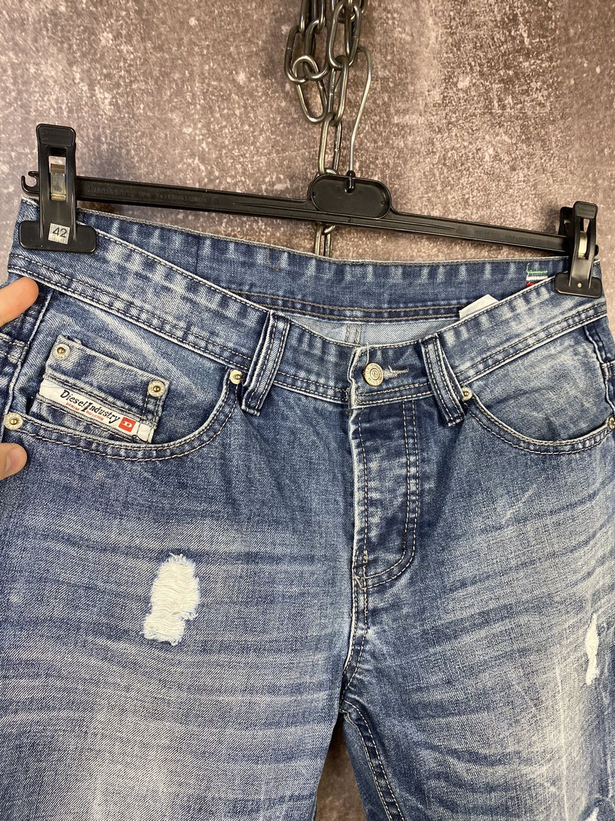 Adidas Vintage Diesel x Adidas Jeans Dirty Pants Faded Denim Y2K Size US 33 - 4 Thumbnail