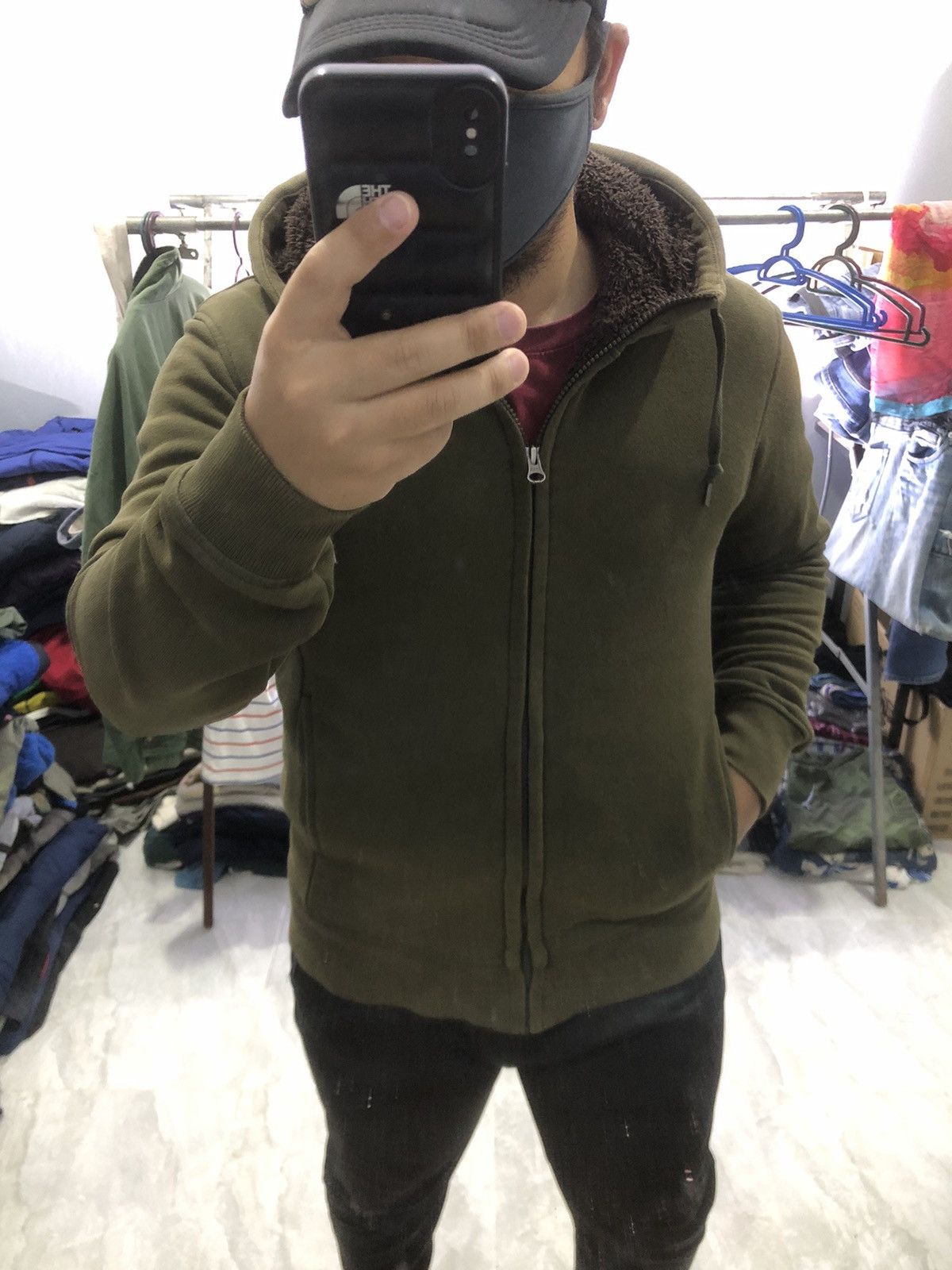 Japanese Brand × Uniqlo Uniqlo olive hoodie with sherpa lining Size US S / EU 44-46 / 1 - 1 Thumbnail