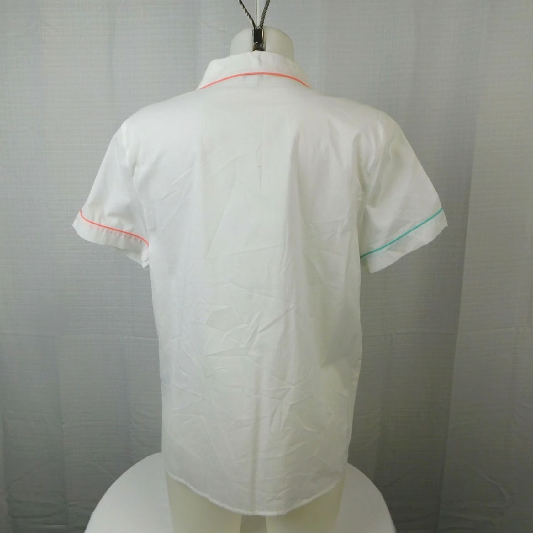 Charter Club Charter Club Notch Collar Woven Cotton Pajama Top White Medium Womens Pajama Top 100% Cotton Button Down Sleepwear Top Size M / US 6-8 / IT 42-44 - 3 Thumbnail