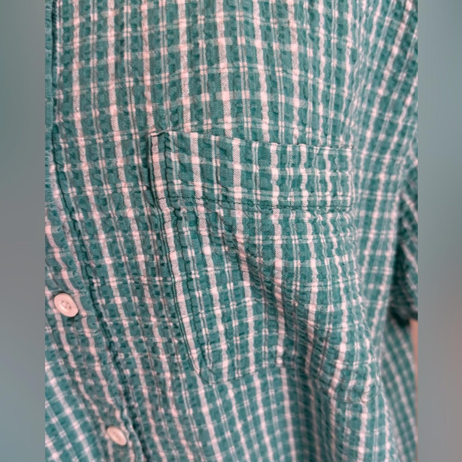 Other Elisabeth plaid button up teal white short sleeve cotton 20 Size 3XL / US 20-22 - 3 Thumbnail