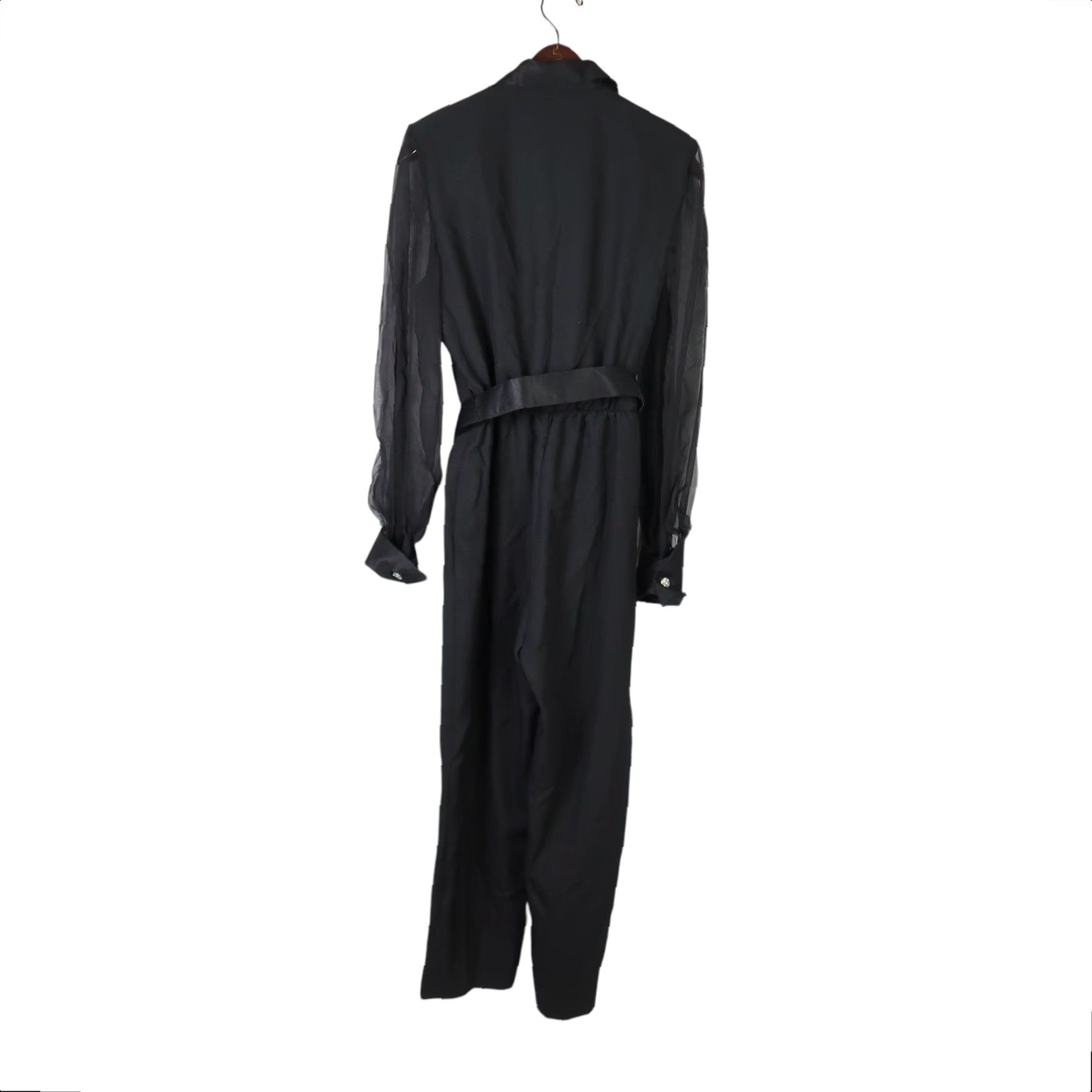 Vintage VINTAGE J.R. Nites Black Sheer Sleeve Jumpsuit 10P Women Petites One-Piece 90s 80s Formal Party/Cocktail Womens Size 32" / US 10 / IT 46 - 3 Thumbnail