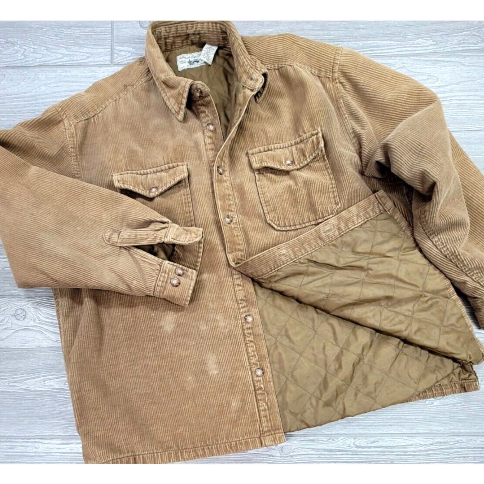 Gap VINTAGE Gap Heavy Shirt Corduroy Quilted Lined Button Up Shacket Brown Men XL 90s Shacket Shirt Mens Size US XL / EU 56 / 4 - 2 Thumbnail