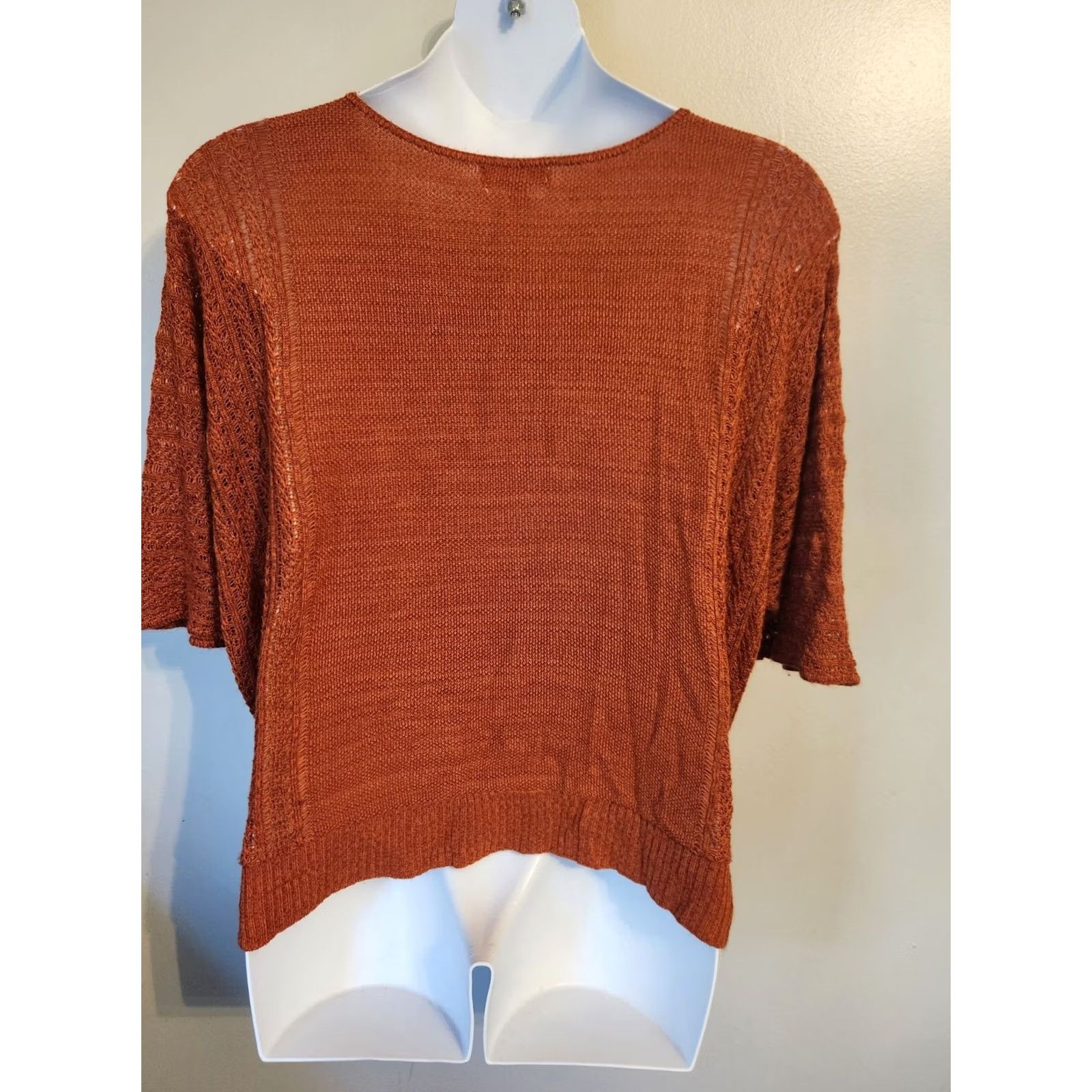 Vintage Dressbarn Woman Terracotta Orange Lightweight Knit Top Sweater 2X Dolman Sleeve Cardigan Style Shirt (No, it's a Sweater) Size XXL / US 16-18 / IT 52-54 - 5 Thumbnail