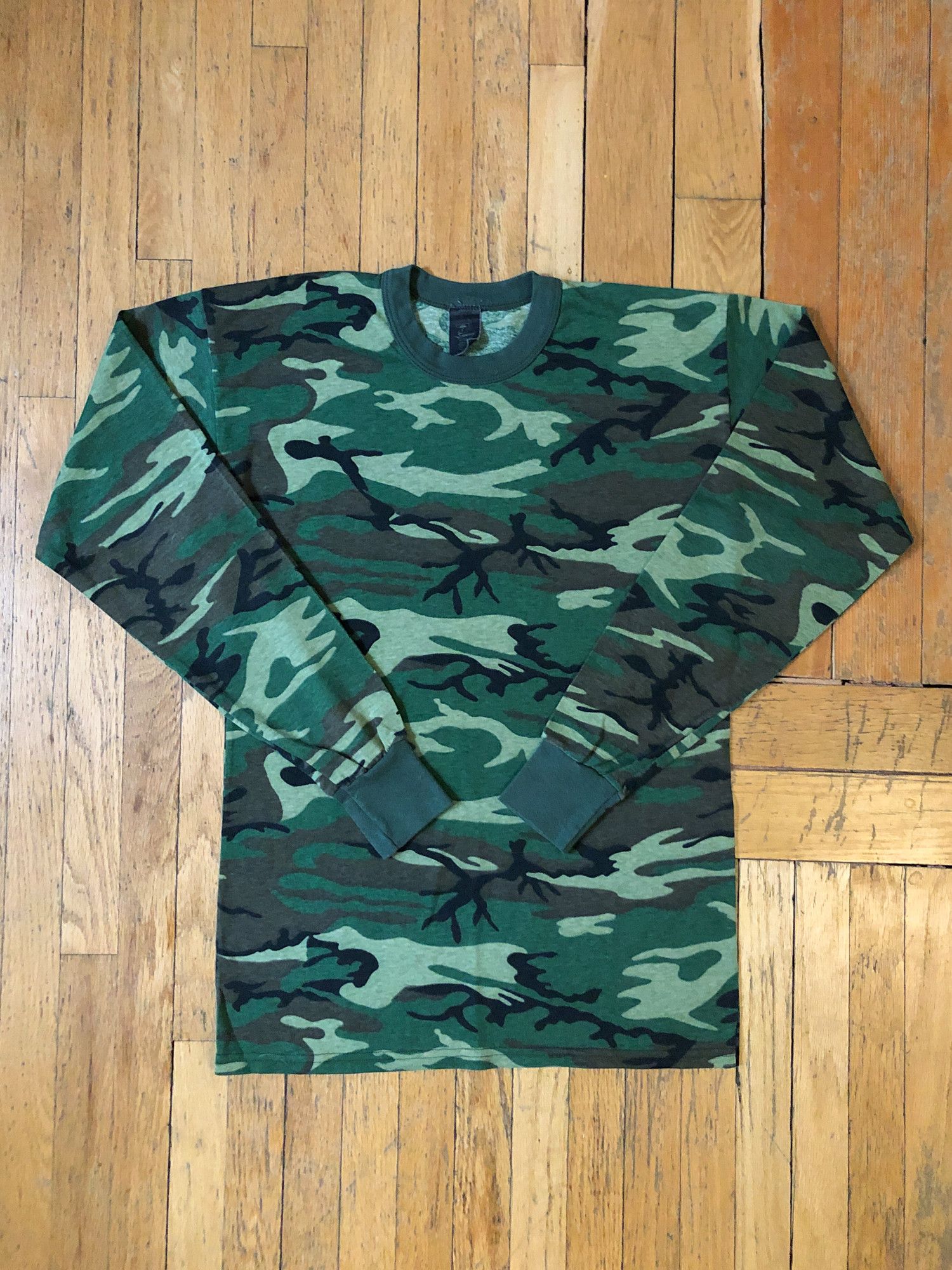 Vintage 80s Mount Collar Camo Military Long Sleeve T-Shirt Size US L / EU 52-54 / 3 - 2 Thumbnail