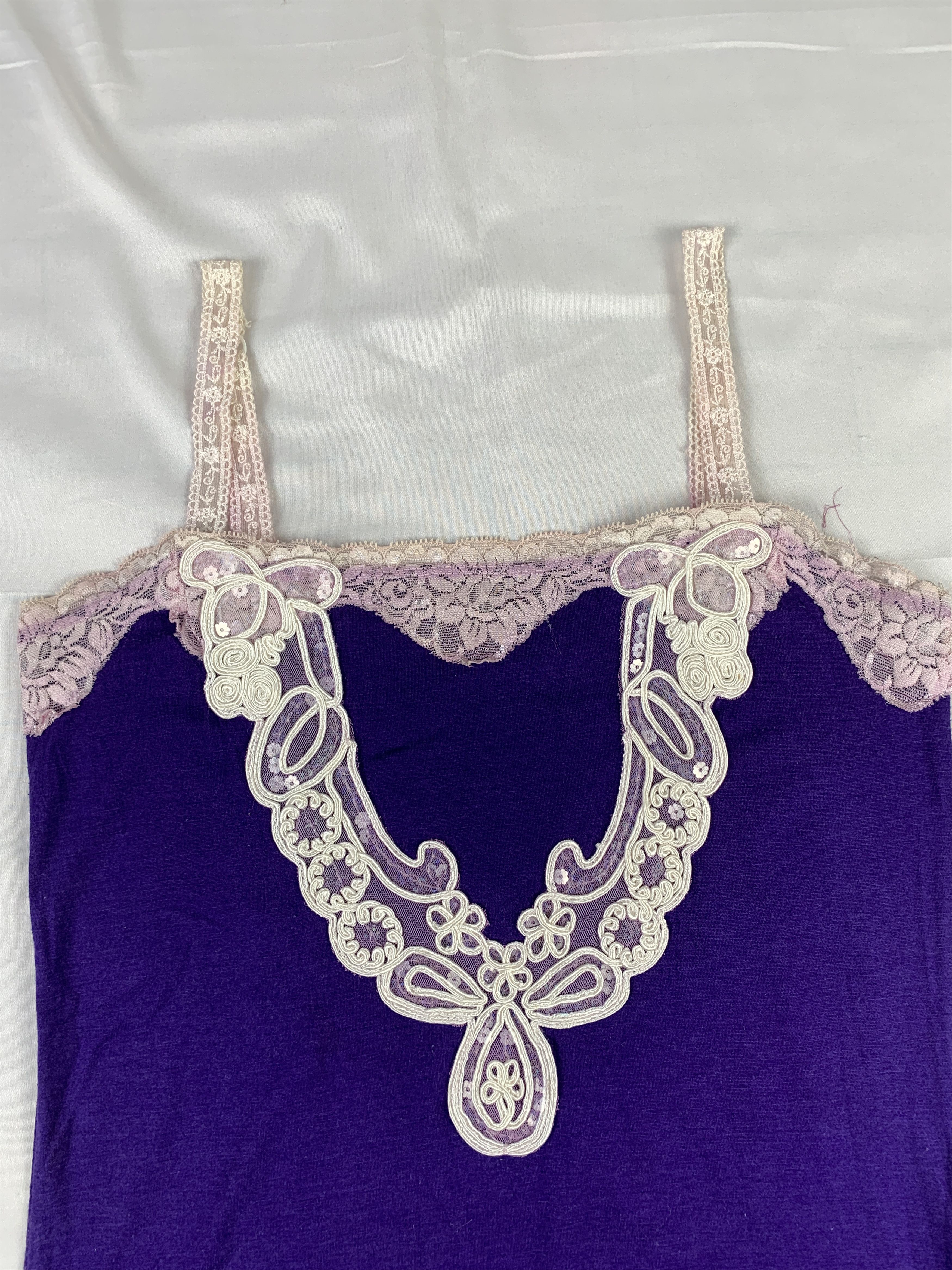 Japanese Brand Egoist Purple Trim Tank Top (S) Size S / US 4 / IT 40 - 5 Thumbnail