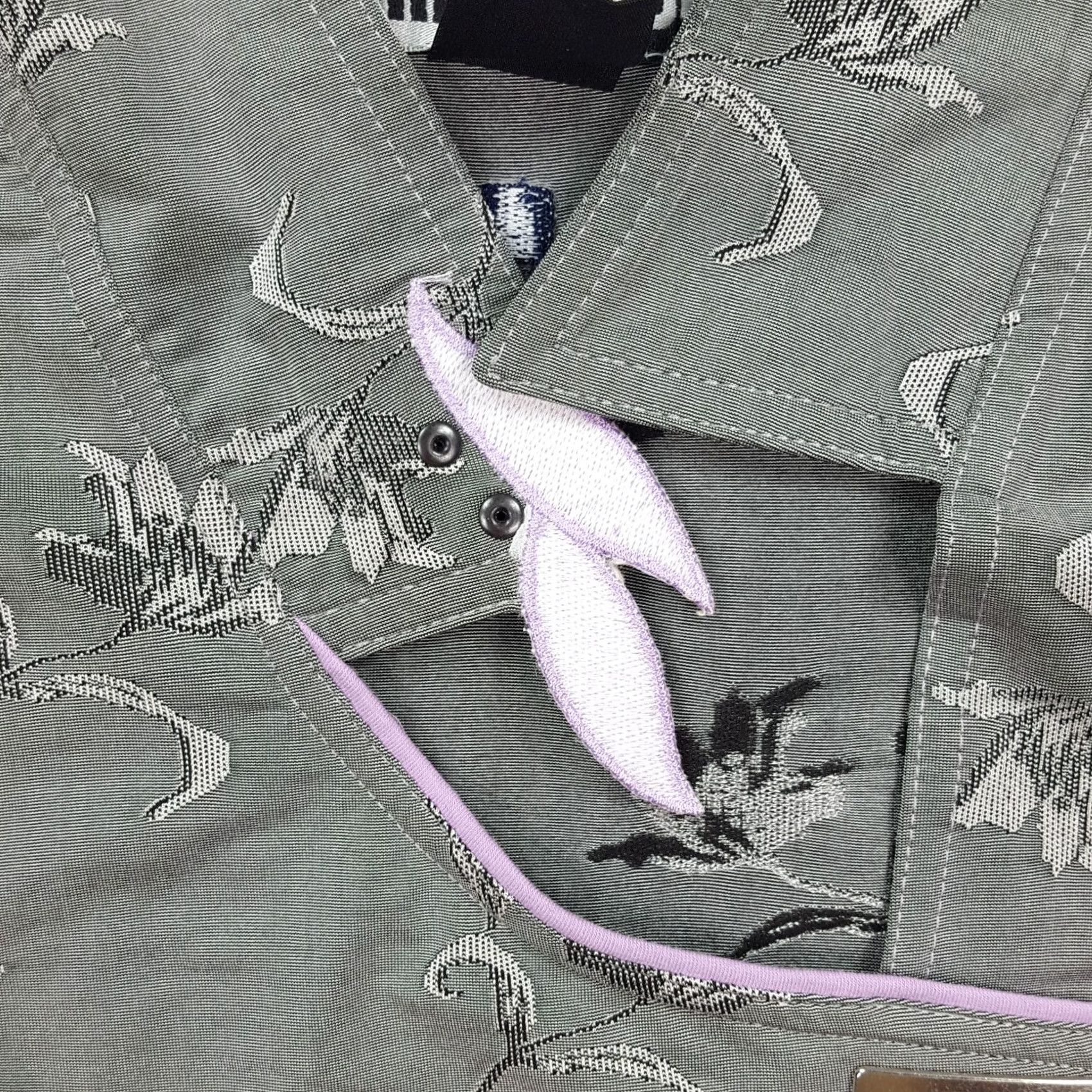 Vintage VINTAGE Jamie Sadock Gray Flower Kimono Style Top Shirt M Womens Collared Retro T Shirt Short Sleeve Size M / US 6-8 / IT 42-44 - 3 Thumbnail