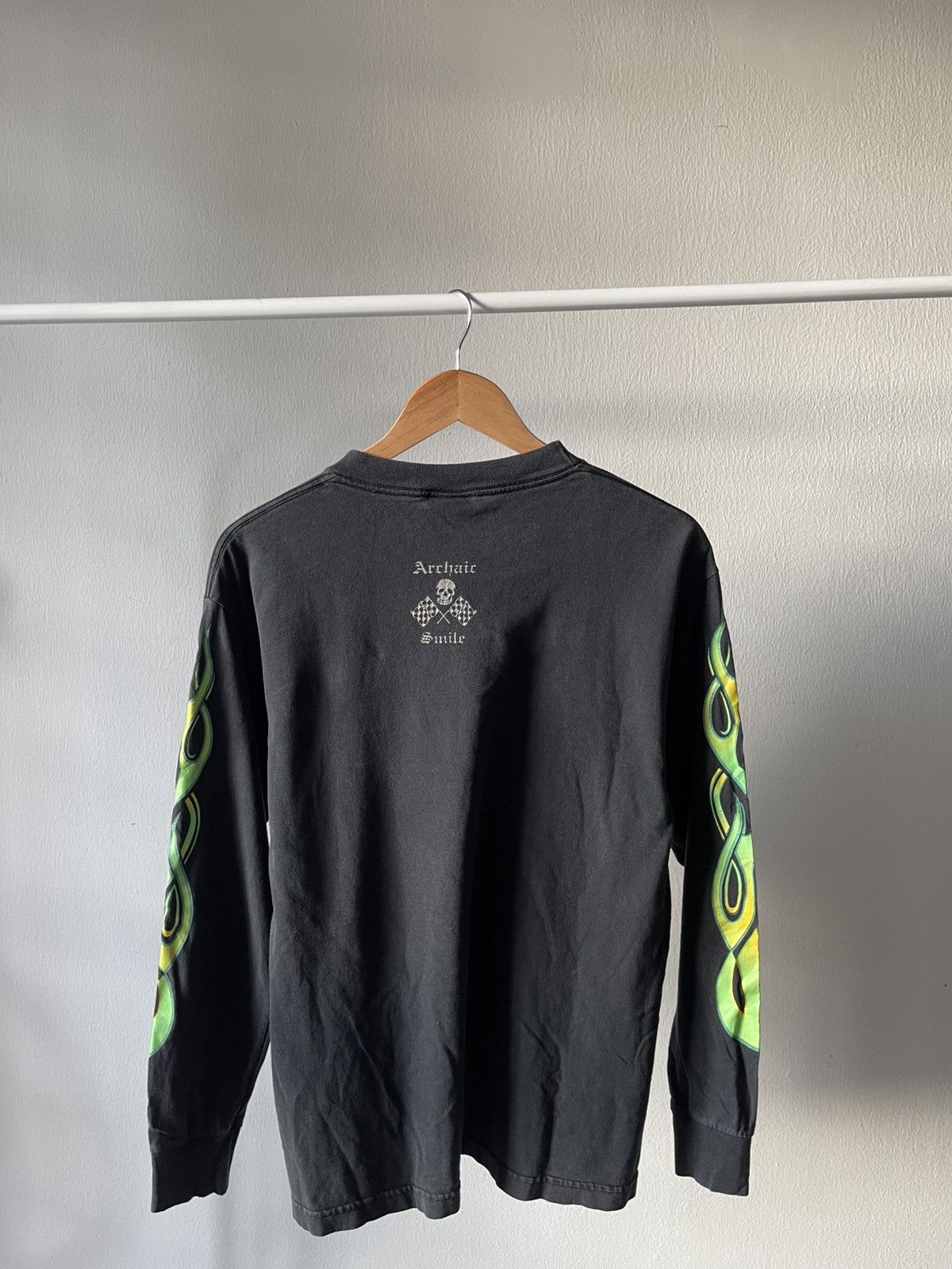 Vintage 90s Archaic Smile Green Flame Shirt Size US M / EU 48-50 / 2 - 6 Thumbnail