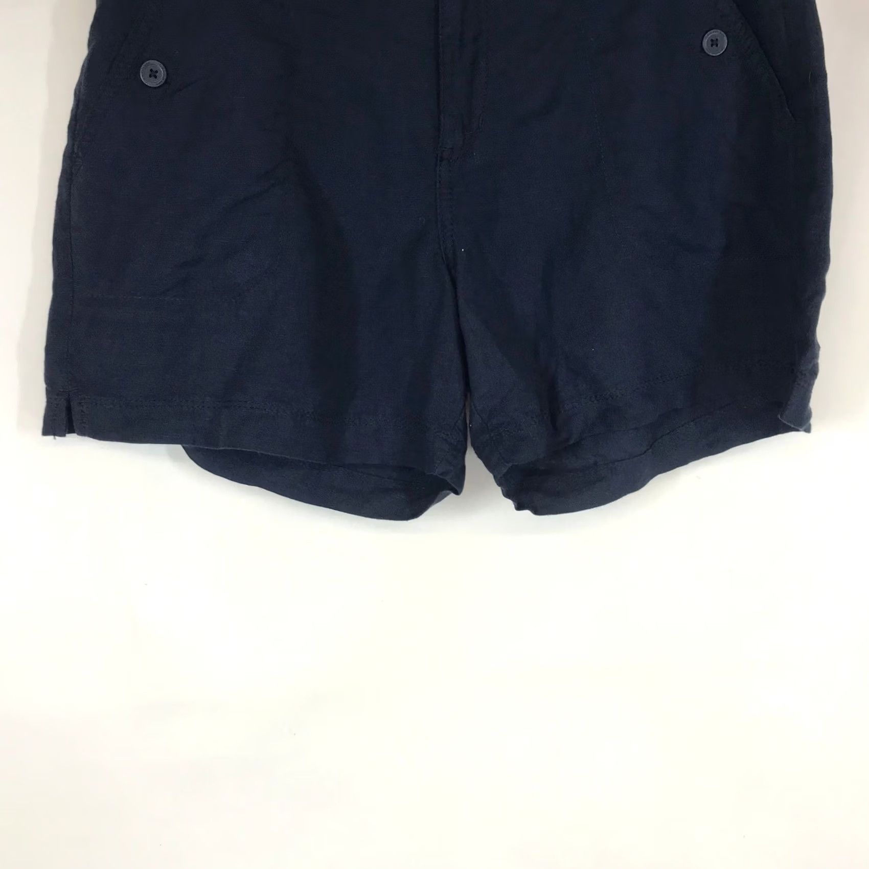 Vintage Calvin Klein Jeans Shorts Womens Linen Blend Navy Blue 6 Casual Lightweight Pockets Button Front Back Belt Loop Subtle Details Vintage: No Size 28" / US 6 / IT 42 - 3 Thumbnail