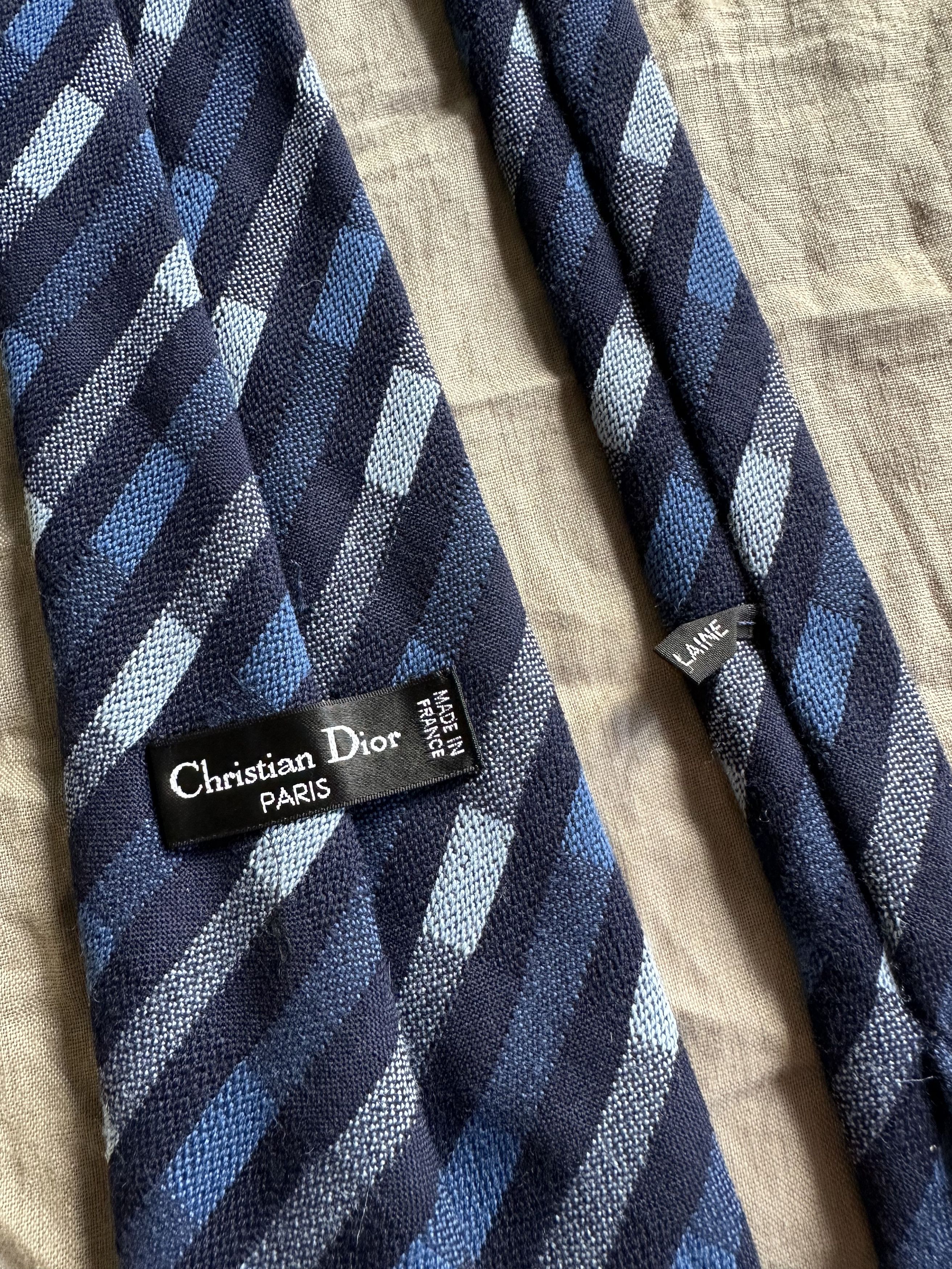 Christian Dior Monsieur Christian Dior Vintage Wool Stripped Tie 7653AC Size ONE SIZE - 2 Thumbnail