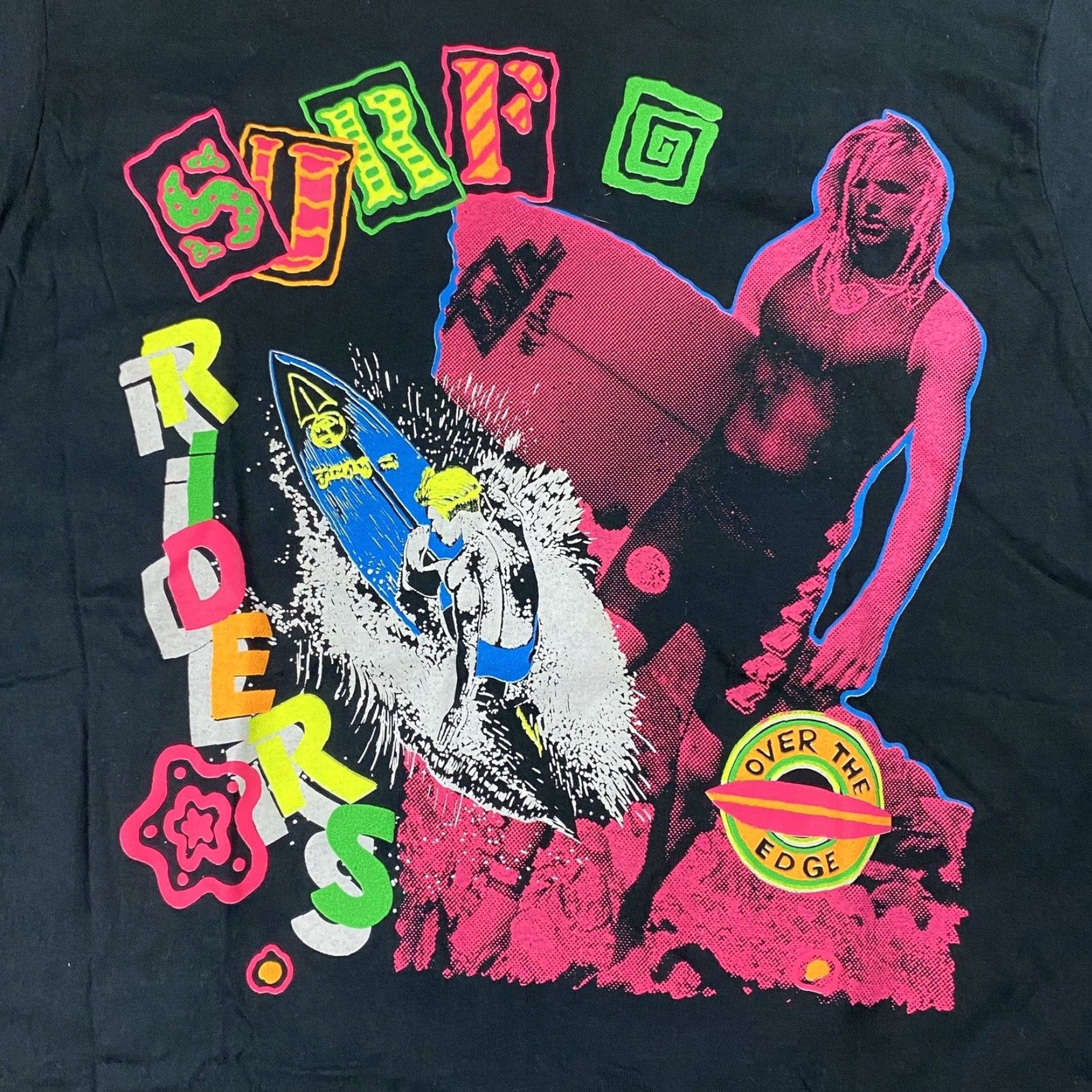 Anvil VINTAGE Anvil Men's T-Shirt 90s Surf Riders Over the Edge Short Sleeve Crew Neck Black XL Rare Size US XL / EU 56 / 4 - 2 Thumbnail