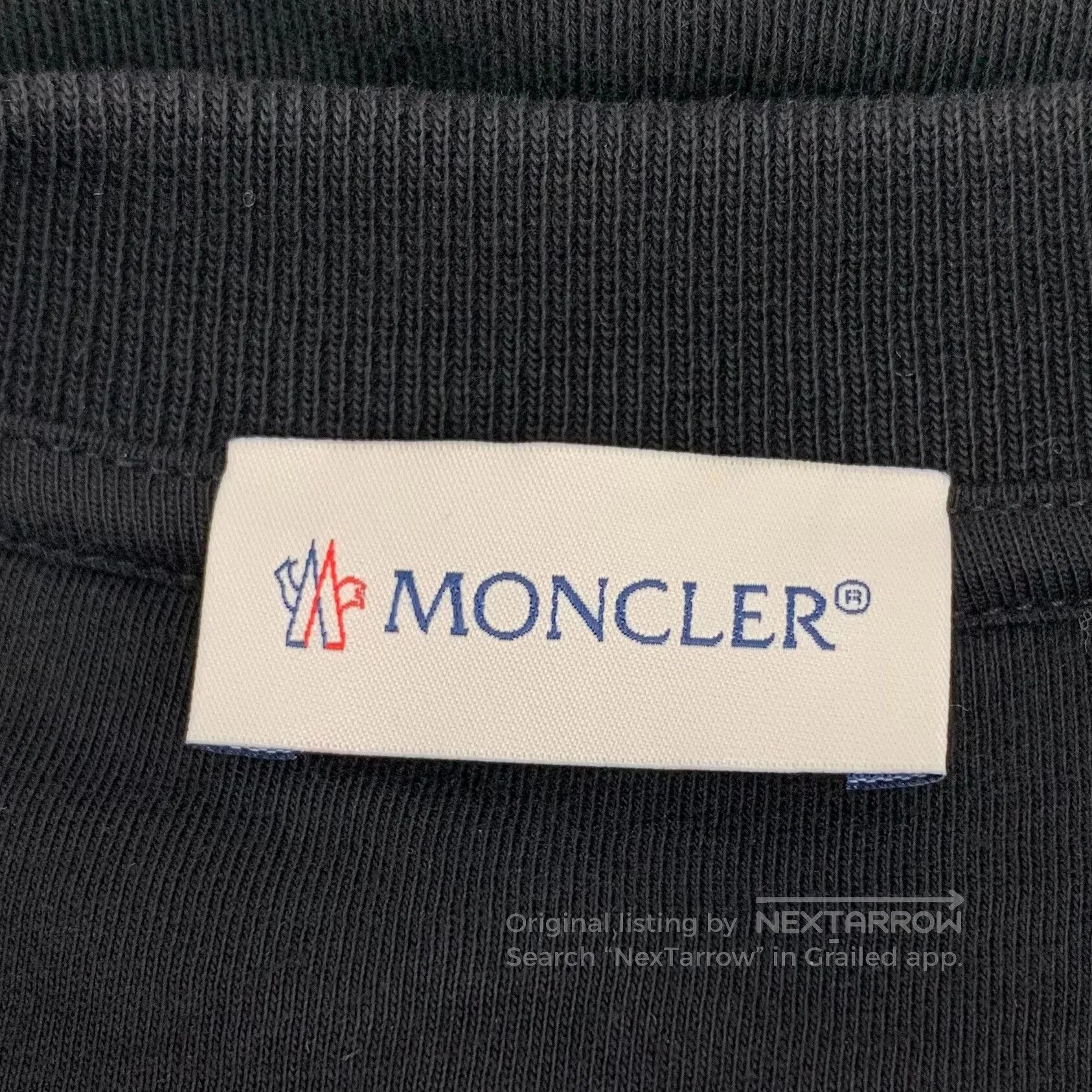 Moncler Moncler Black logo patch cotton round neck long sleeve swe Size US S / EU 44-46 / 1 - 6 Thumbnail
