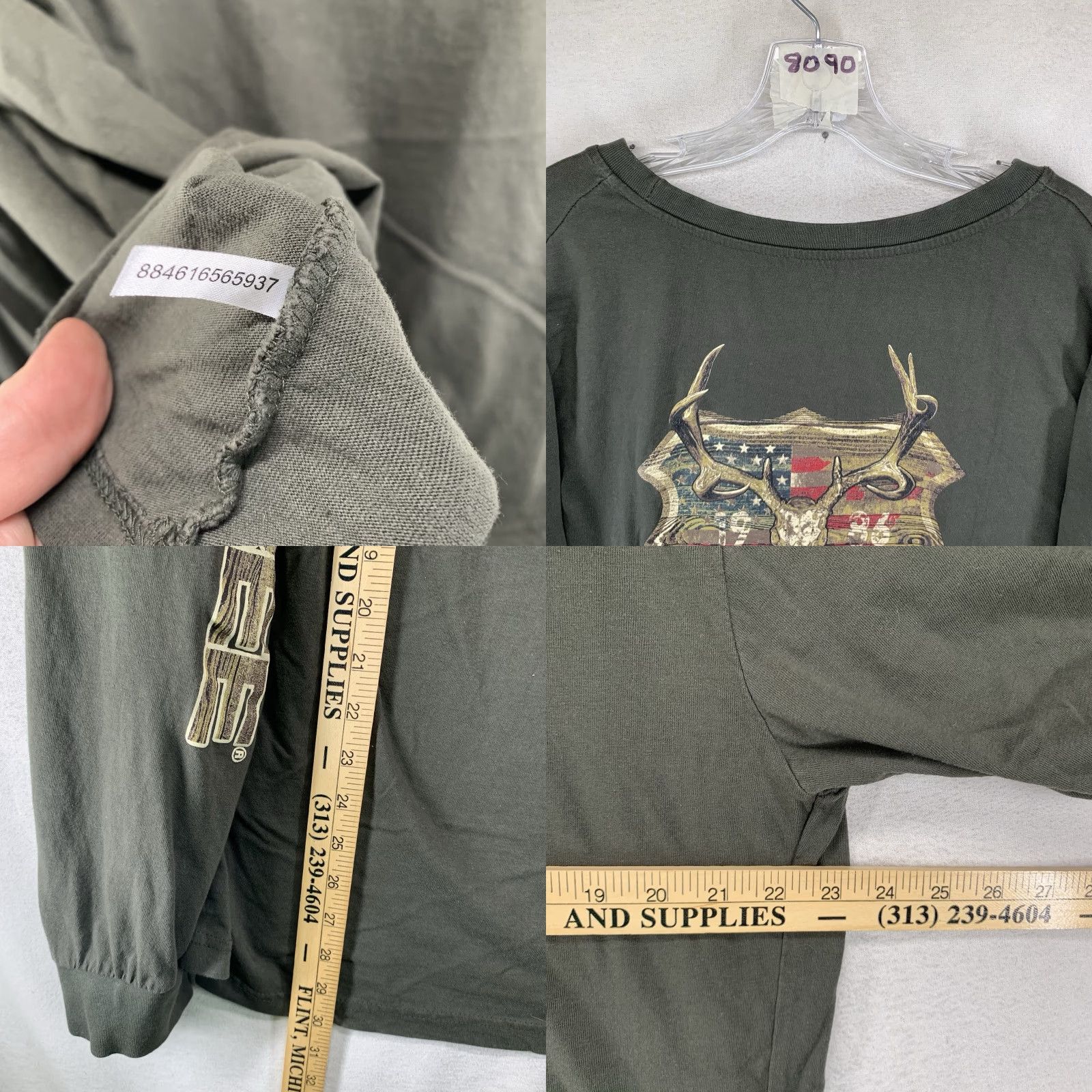 Realtree Realtree Edge Men's T-Shirt 2XL Crew Neck Long Sleeve Olive Green Cotton Outdoor Fishing Logo Size US XXL / EU 58 / 5 - 8 Thumbnail