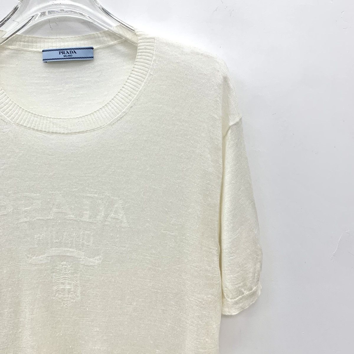 Prada Prada White Logo Letter Crew Neck Knit Short Sleeve K26WX Size S / US 4 / IT 40 - 3 Thumbnail