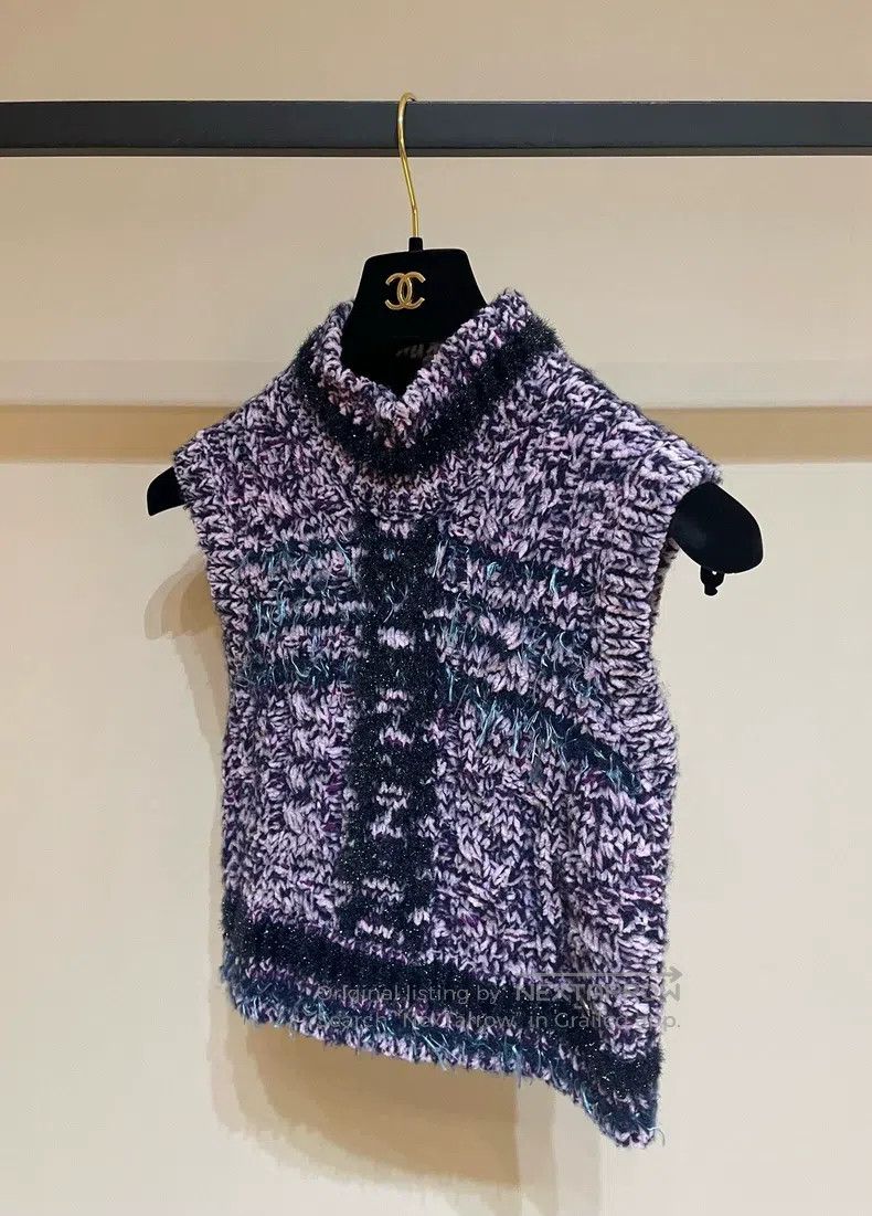 Chanel Chanel 23p purple stick needle knitted sweater vest Size XS / US 0-2 / IT 36-38 - 3 Thumbnail