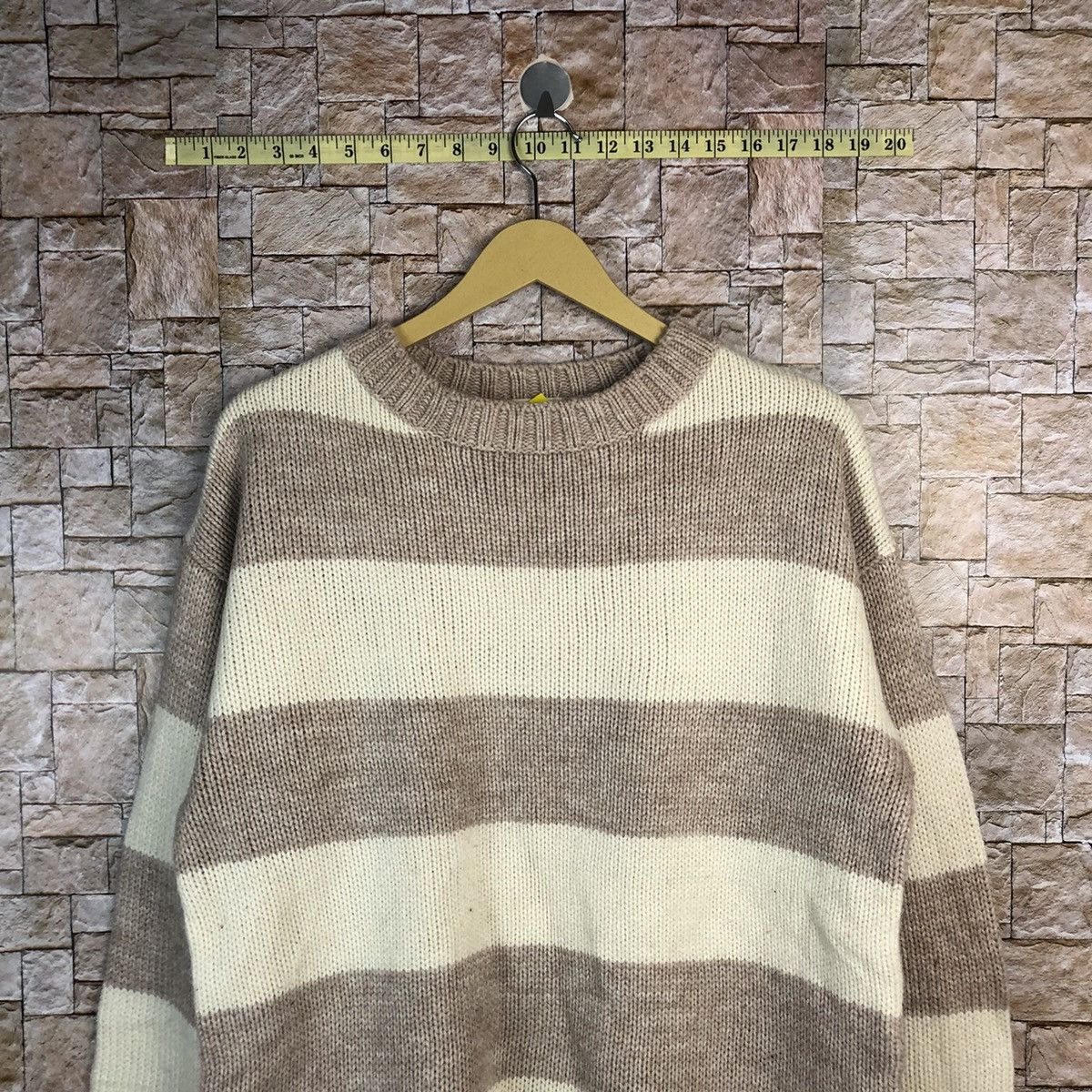 GU × OVER THE STRiPES GU Stripe Brown White Knitwear #A482 Size L / US 10 / IT 46 - 2 Thumbnail
