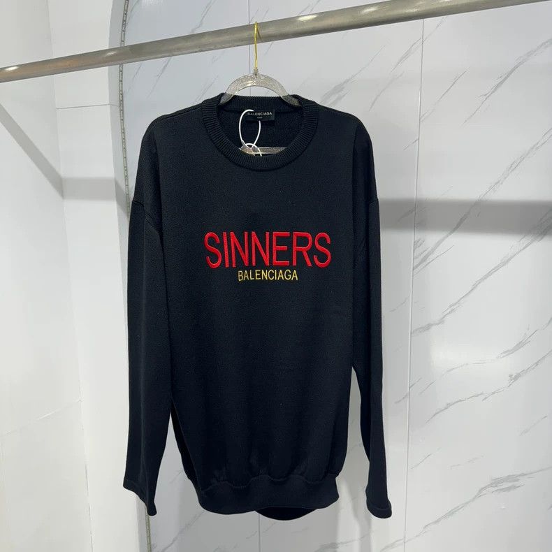 Balenciaga Balenciaga Black Embroidered Sinners Sweater - dmc Size US M / EU 48-50 / 2 - 1 Thumbnail