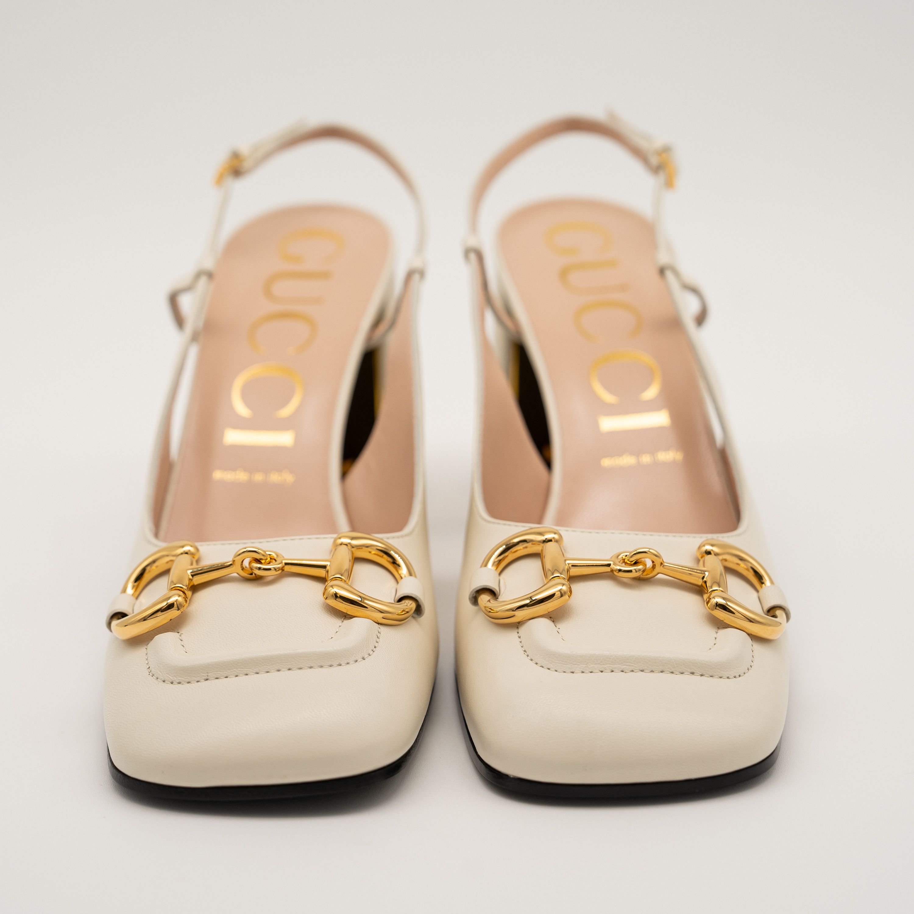 Gucci Gucci 1955 Horsebit Leather Slingback Sandals White Gold Size US 11.5 / IT 41.5 - 2 Thumbnail