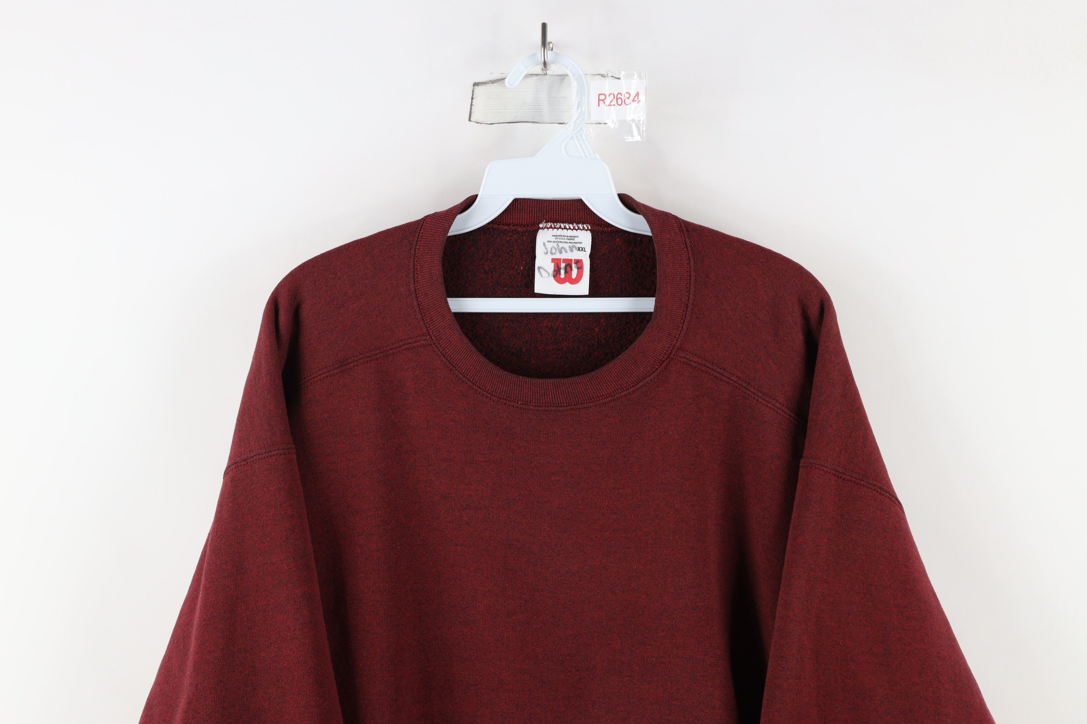 Vintage Vintage 90s Wilson Blank Crewneck Sweatshirt Heather Red Size US XXL / EU 58 / 5 - 2 Thumbnail