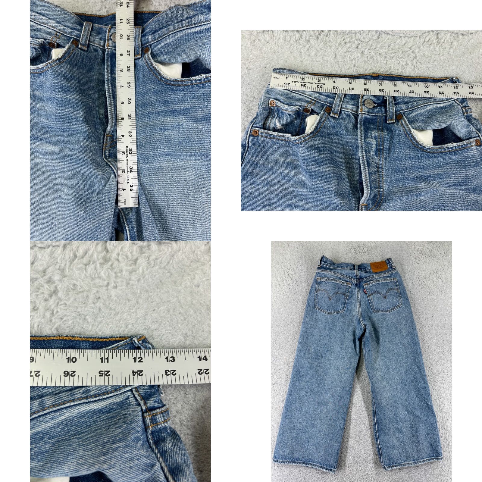 Levi's VINTAGE Levis Premium Jeans Womens 24 Blue Denim Distressed Wide-Leg Regular 5-Pocket Levi's Retro Baggy Stretch Size 42" / US 20 - 9 Thumbnail